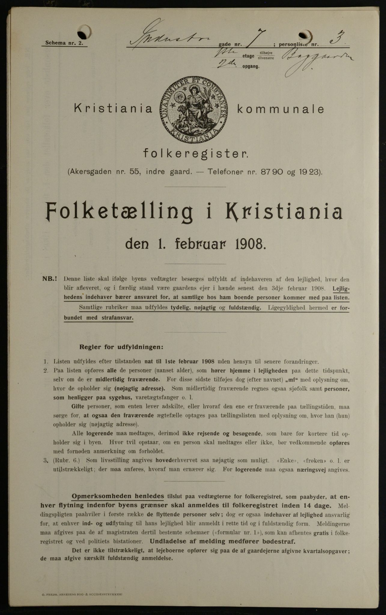 OBA, Kommunal folketelling 1.2.1908 for Kristiania kjøpstad, 1908, s. 38828