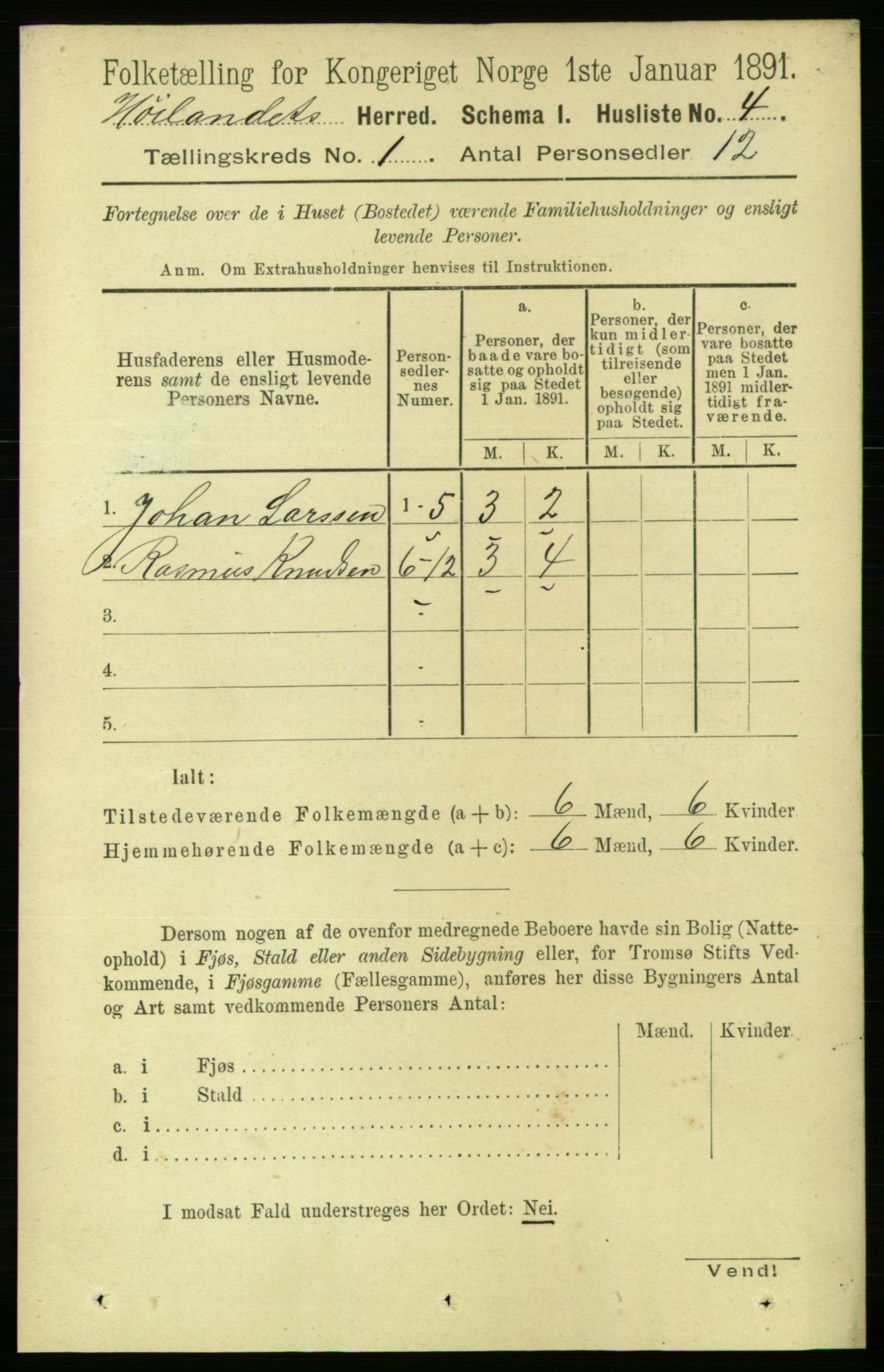 RA, Folketelling 1891 for 1651 Hølonda herred, 1891, s. 16