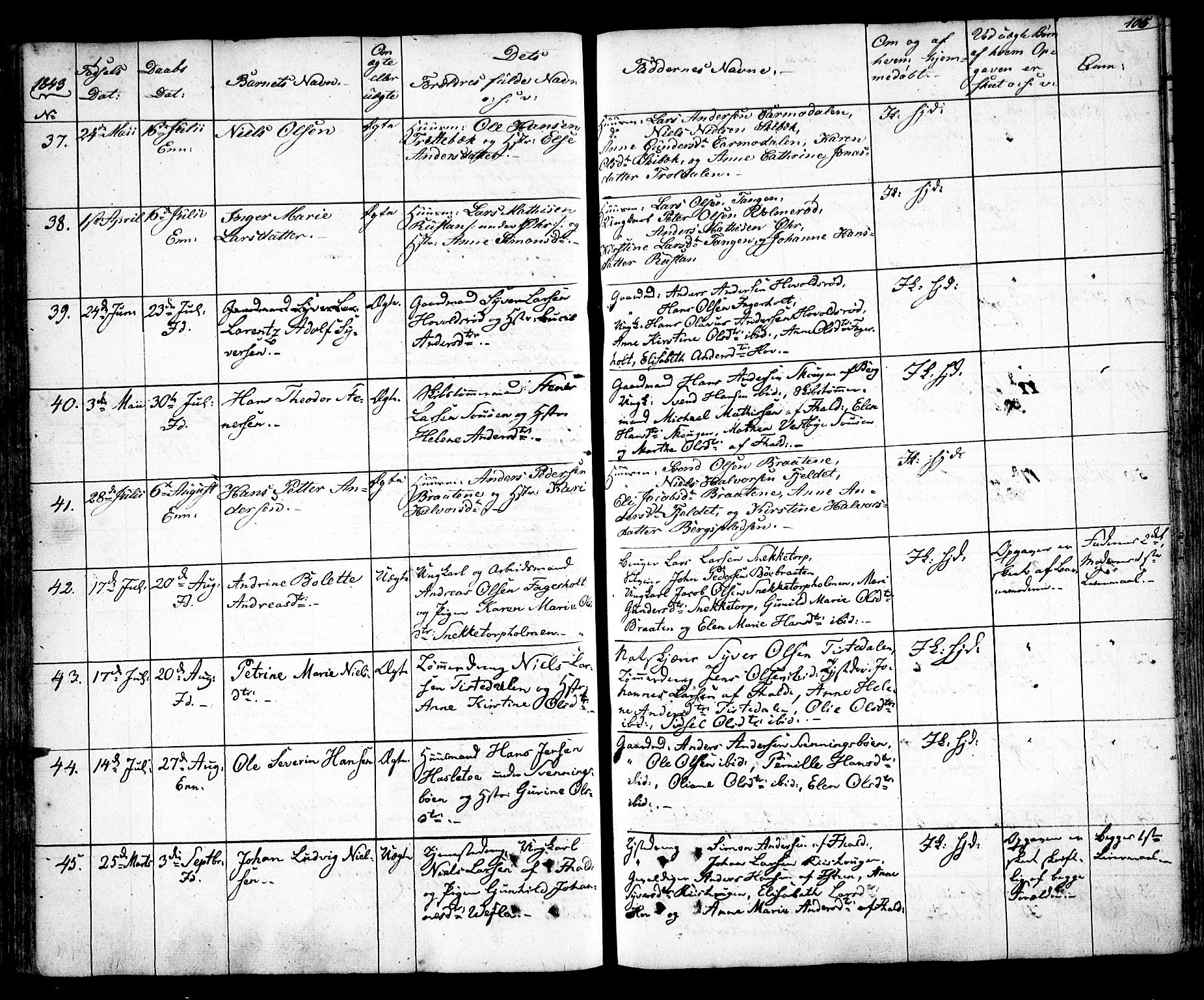Idd prestekontor Kirkebøker, AV/SAO-A-10911/F/Fc/L0003: Ministerialbok nr. III 3, 1832-1847, s. 105