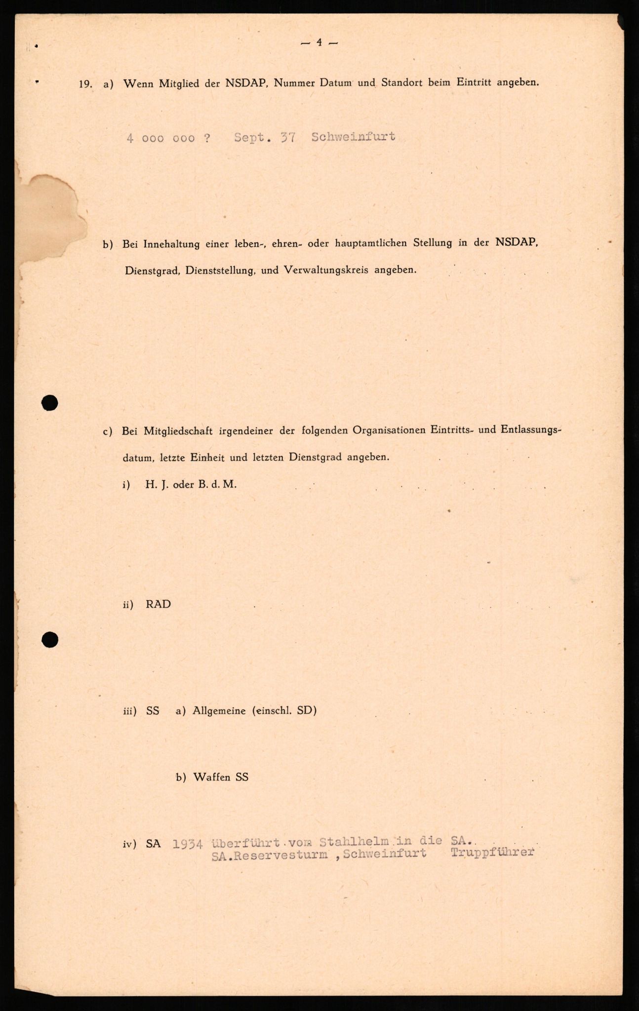 Forsvaret, Forsvarets overkommando II, RA/RAFA-3915/D/Db/L0021: CI Questionaires. Tyske okkupasjonsstyrker i Norge. Tyskere., 1945-1946, s. 236