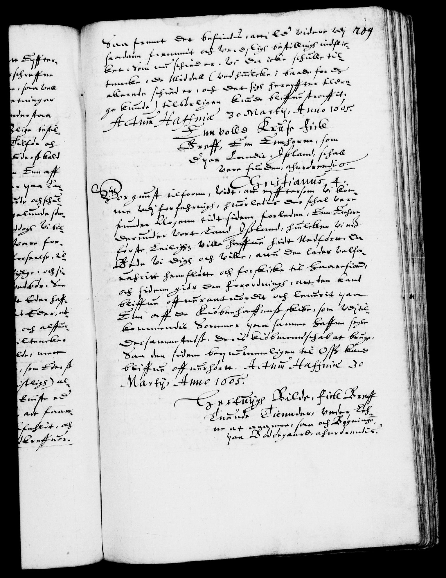 Danske Kanselli 1572-1799, RA/EA-3023/F/Fc/Fca/Fcab/L0003: Norske tegnelser (mikrofilm), 1596-1616, s. 209a