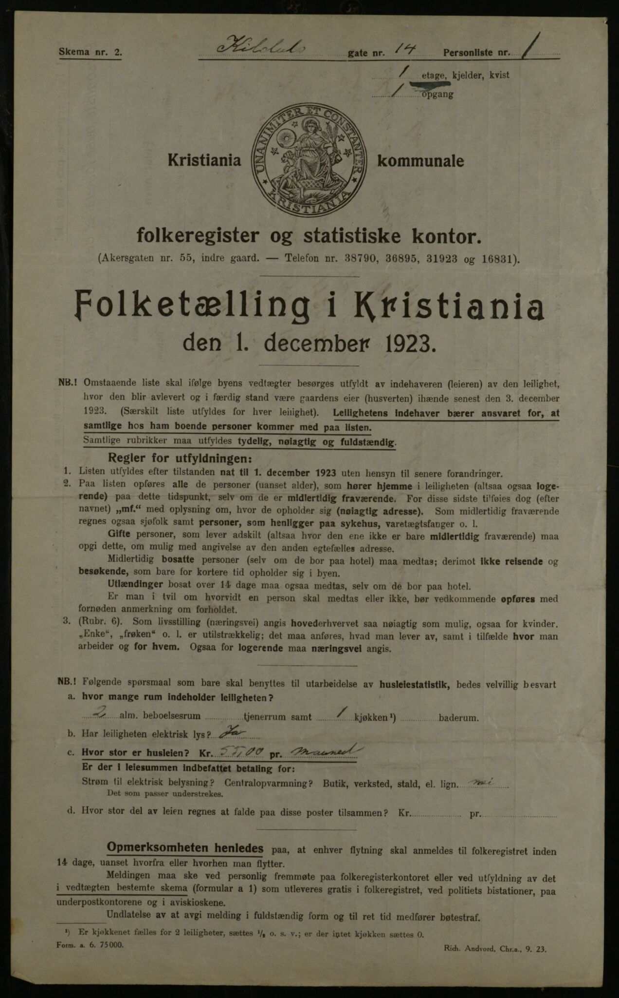 OBA, Kommunal folketelling 1.12.1923 for Kristiania, 1923, s. 83656