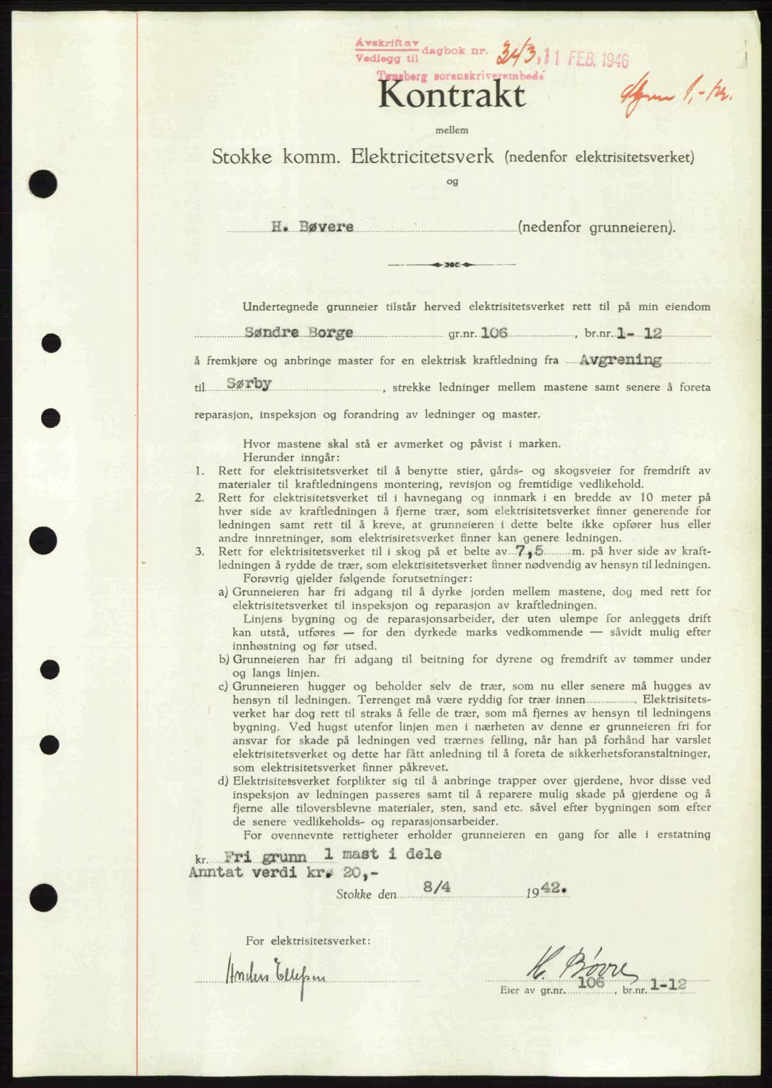 Jarlsberg sorenskriveri, SAKO/A-131/G/Ga/Gaa/L0018b: Pantebok nr. A-18b, 1946-1946, Dagboknr: 343/1946