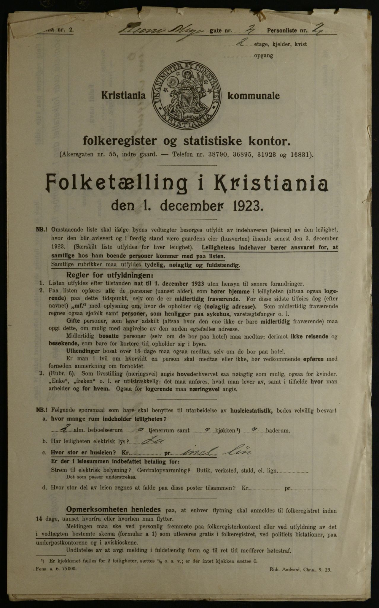 OBA, Kommunal folketelling 1.12.1923 for Kristiania, 1923, s. 127749