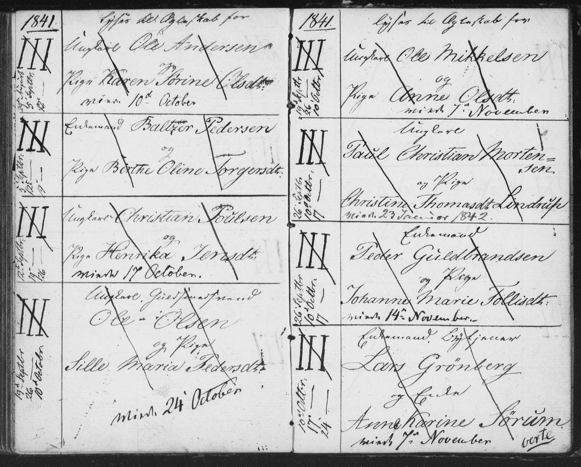 Bragernes kirkebøker, AV/SAKO-A-6/H/Ha/L0002: Lysningsprotokoll nr. 2, 1832-1846