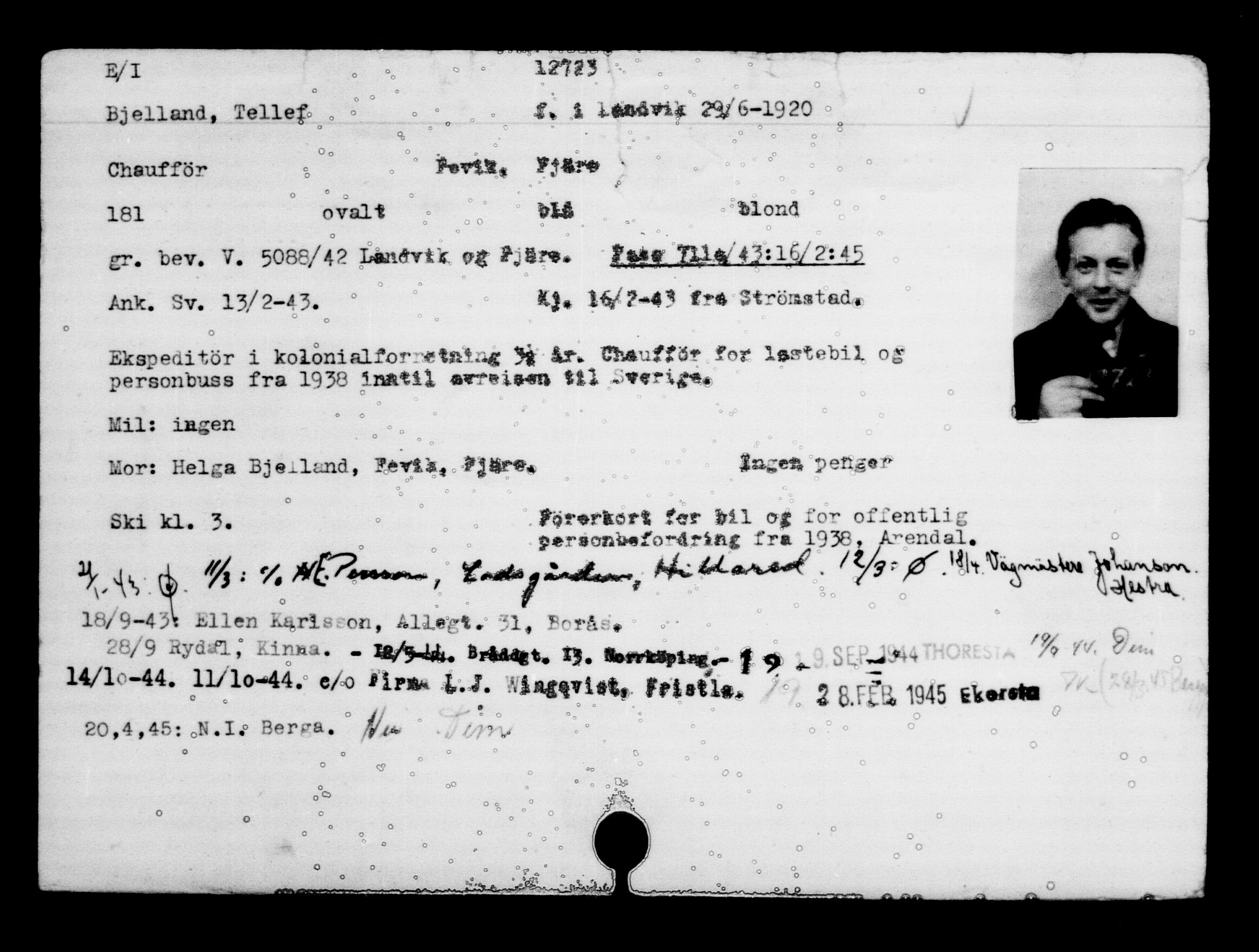 Den Kgl. Norske Legasjons Flyktningskontor, AV/RA-S-6753/V/Va/L0007: Kjesäterkartoteket.  Flyktningenr. 12700-15723, 1940-1945, s. 28
