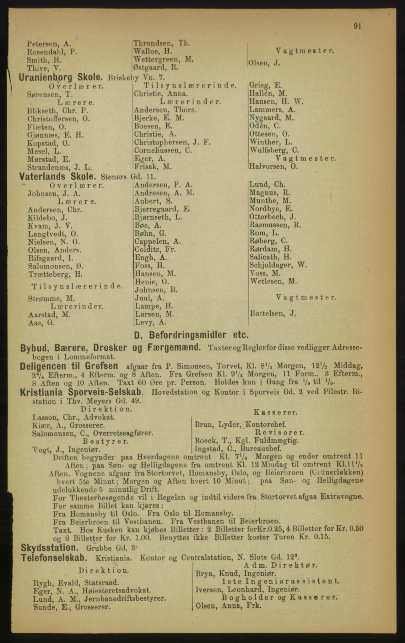 Kristiania/Oslo adressebok, PUBL/-, 1891, s. 91