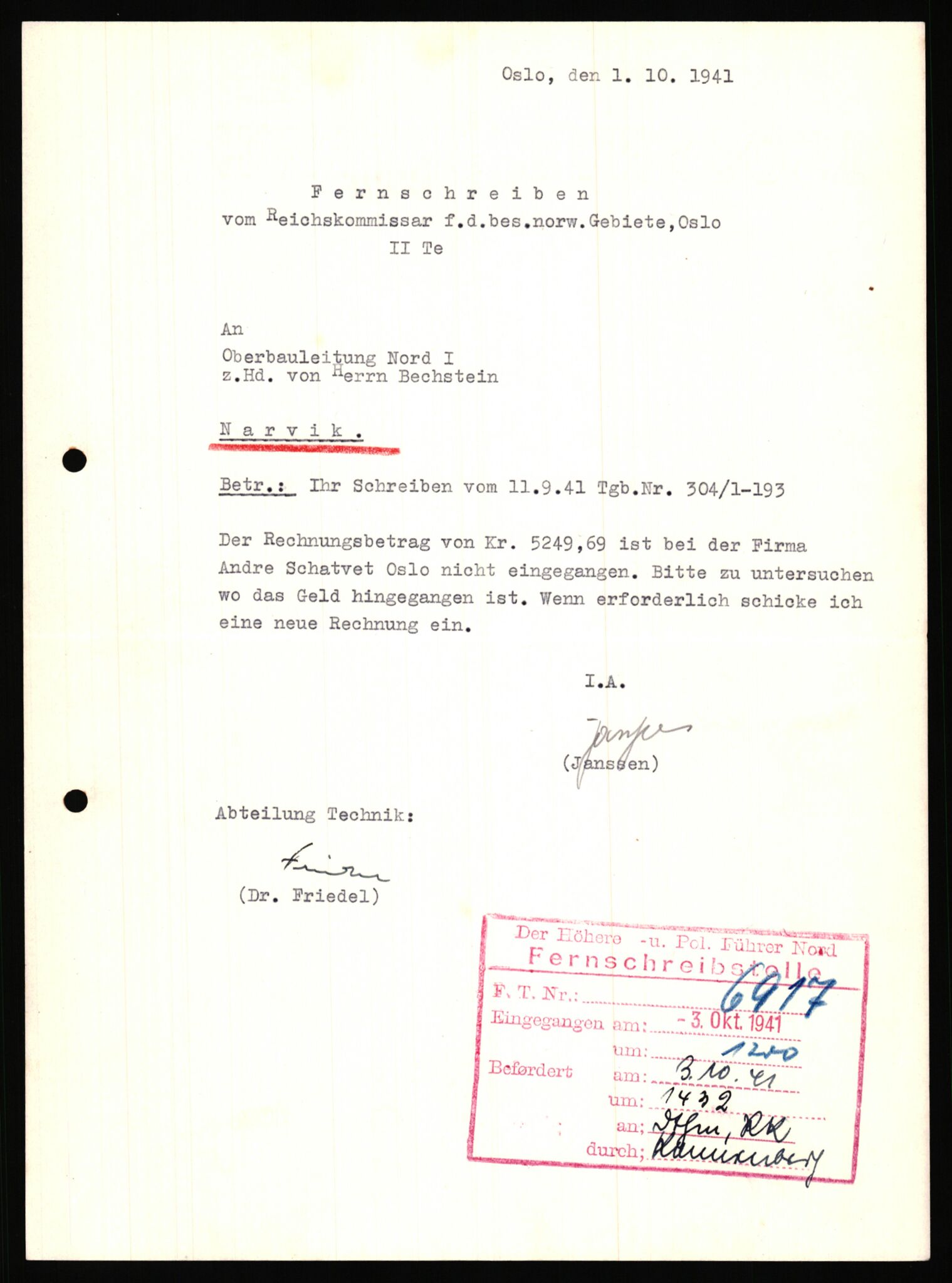Tyske arkiver, Organisation Todt (OT), Einsatzgruppe Wiking, AV/RA-RAFA-2188/2/B/Bb/L0006: Korrespondanse med Kriegsmarine, 1940-1941, s. 32
