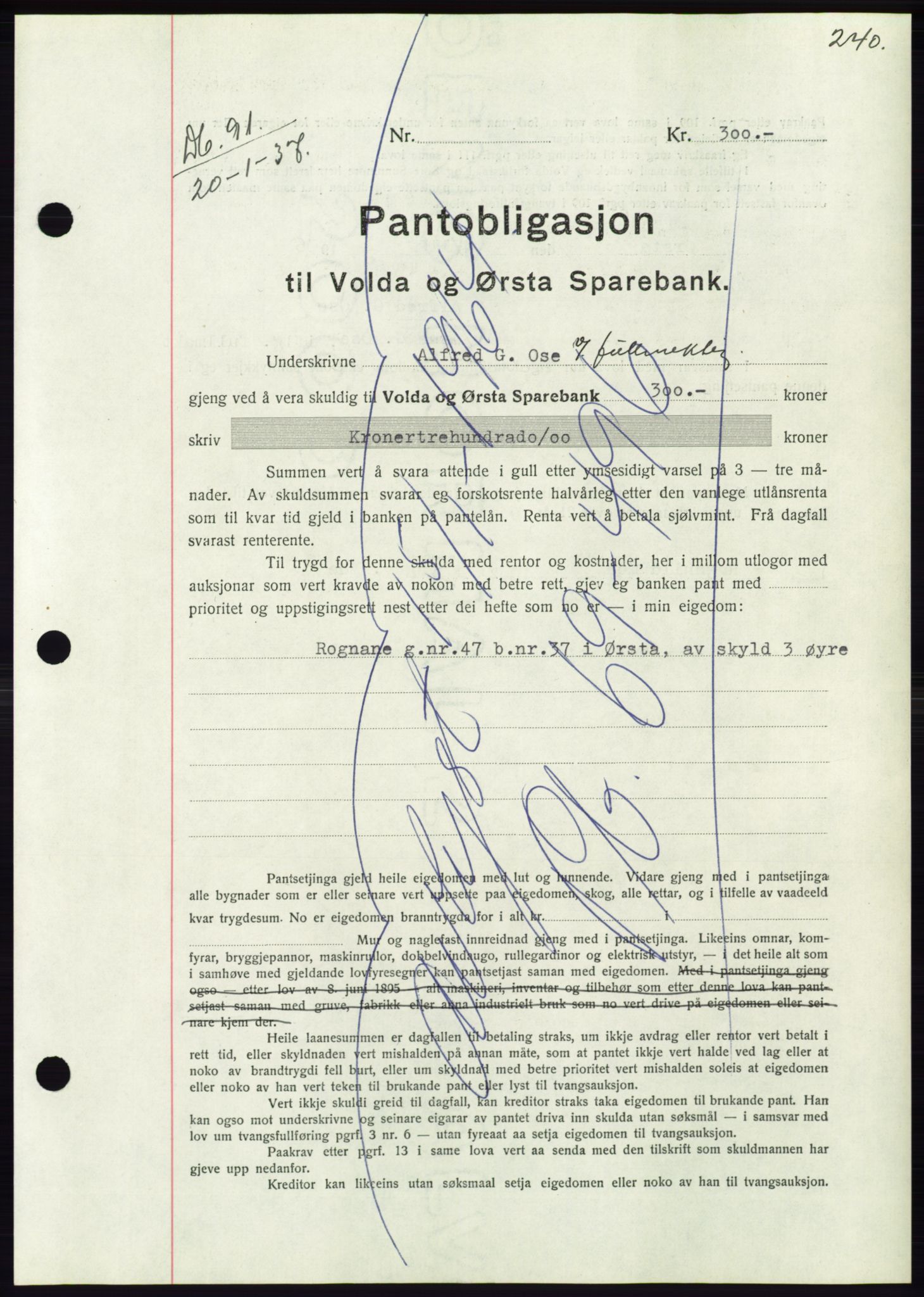 Søre Sunnmøre sorenskriveri, SAT/A-4122/1/2/2C/L0062: Pantebok nr. 56, 1936-1937, Dagboknr: 91/1937