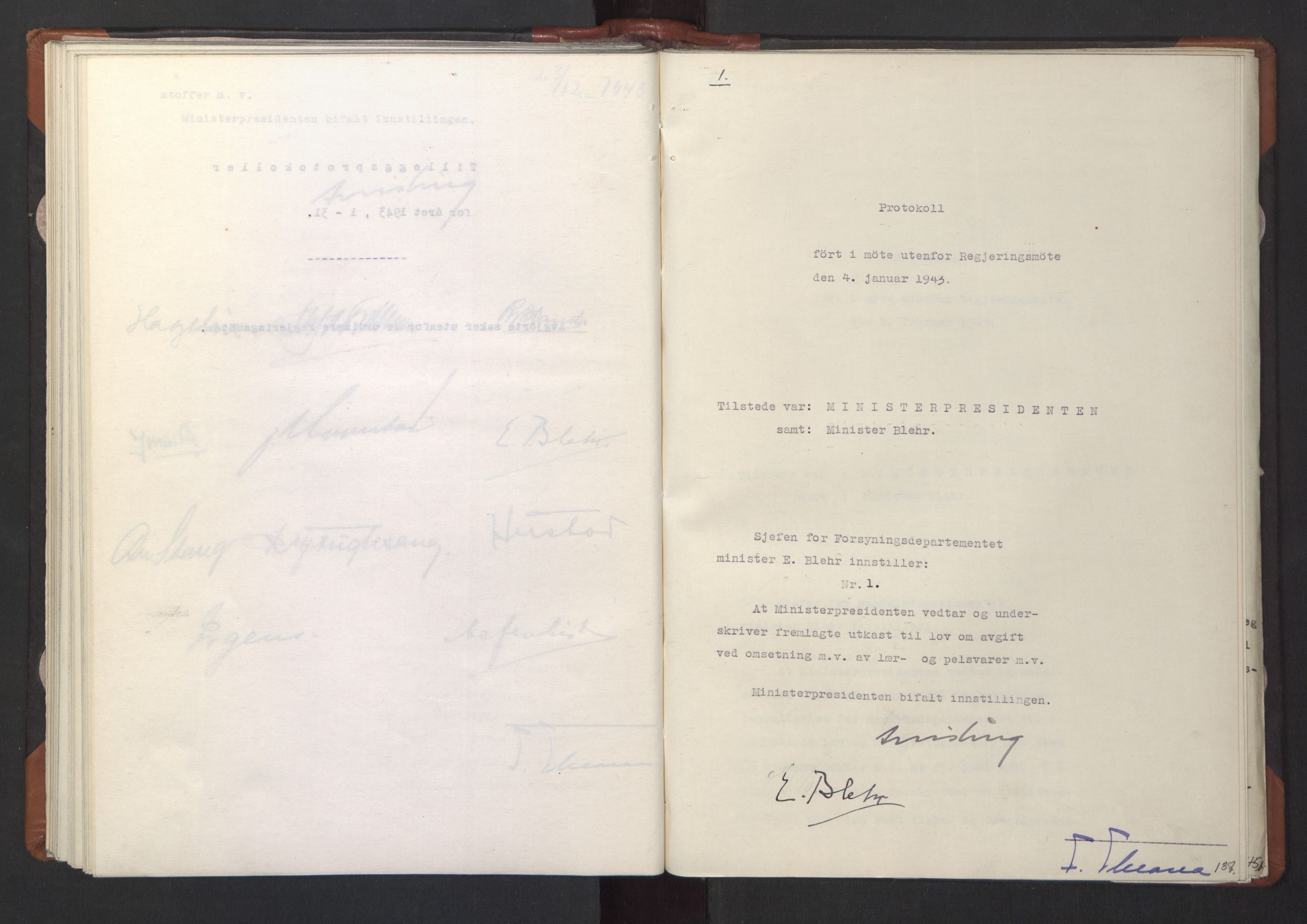 NS-administrasjonen 1940-1945 (Statsrådsekretariatet, de kommisariske statsråder mm), AV/RA-S-4279/D/Da/L0003: Vedtak (Beslutninger) nr. 1-746 og tillegg nr. 1-47 (RA. j.nr. 1394/1944, tilgangsnr. 8/1944, 1943, s. 140