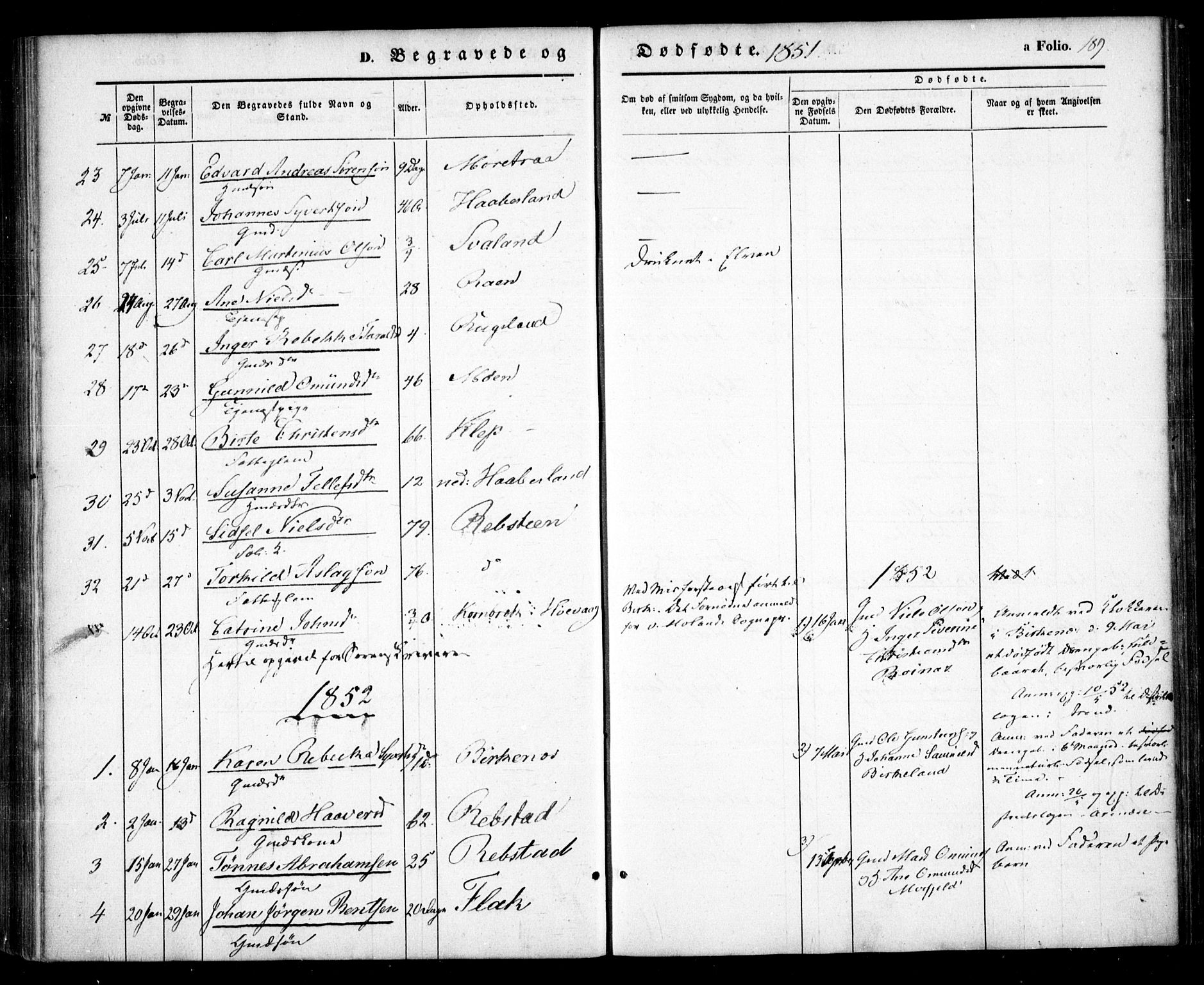 Birkenes sokneprestkontor, SAK/1111-0004/F/Fa/L0003: Ministerialbok nr. A 3, 1850-1866, s. 189