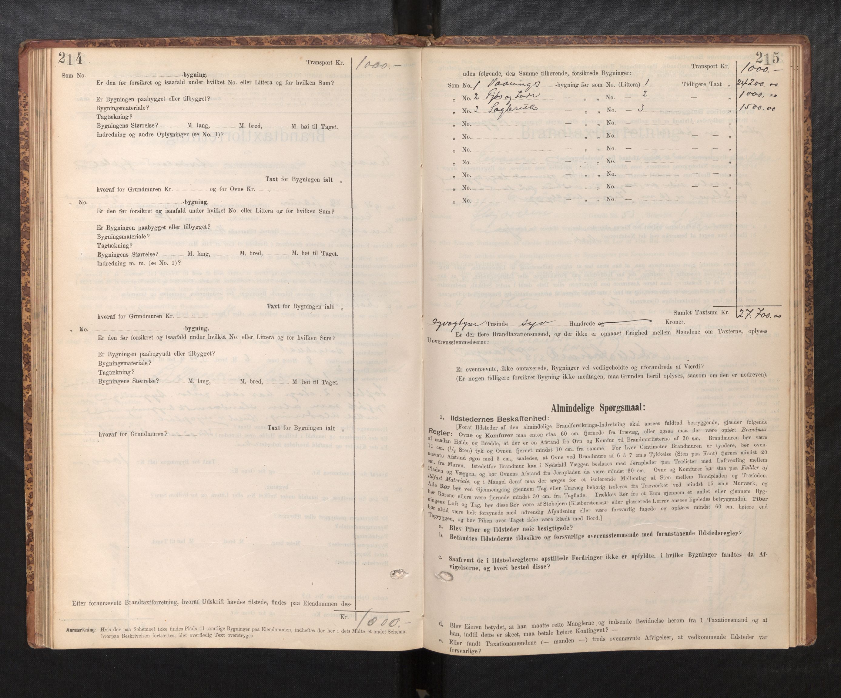 Lensmannen i Evanger, SAB/A-31701/0012/L0005: Branntakstprotokoll, skjematakst, 1895-1935, s. 214-215