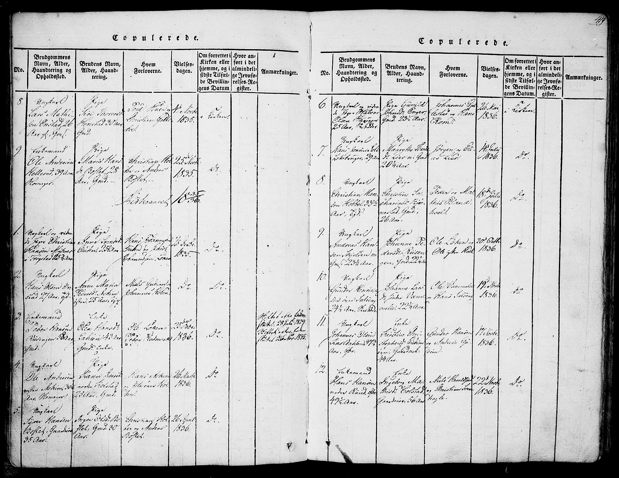 Askim prestekontor Kirkebøker, SAO/A-10900/F/Fa/L0004: Ministerialbok nr. 4, 1817-1846, s. 418-419