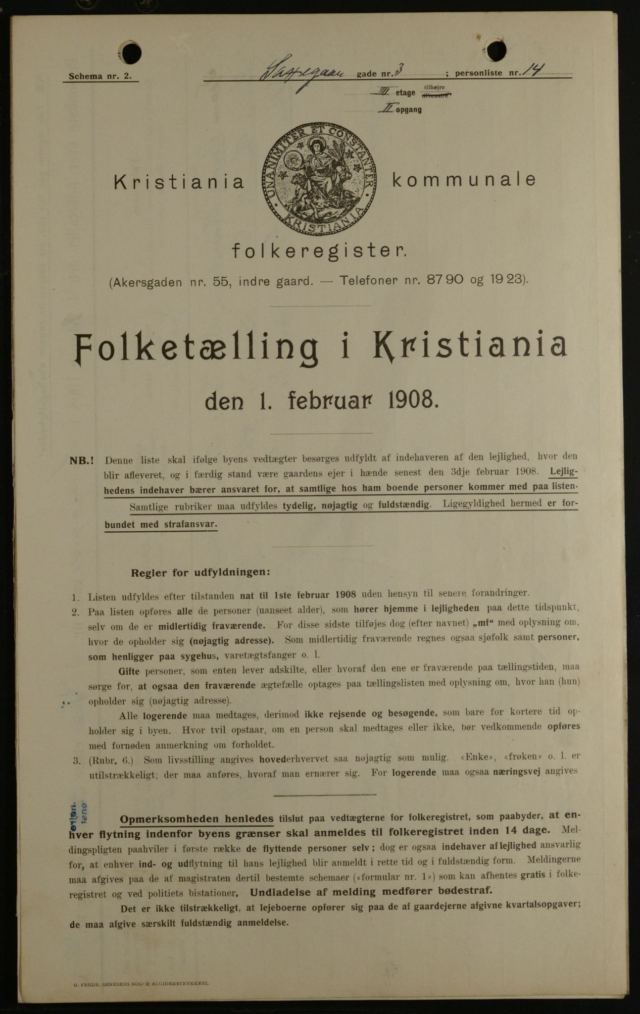 OBA, Kommunal folketelling 1.2.1908 for Kristiania kjøpstad, 1908, s. 80490