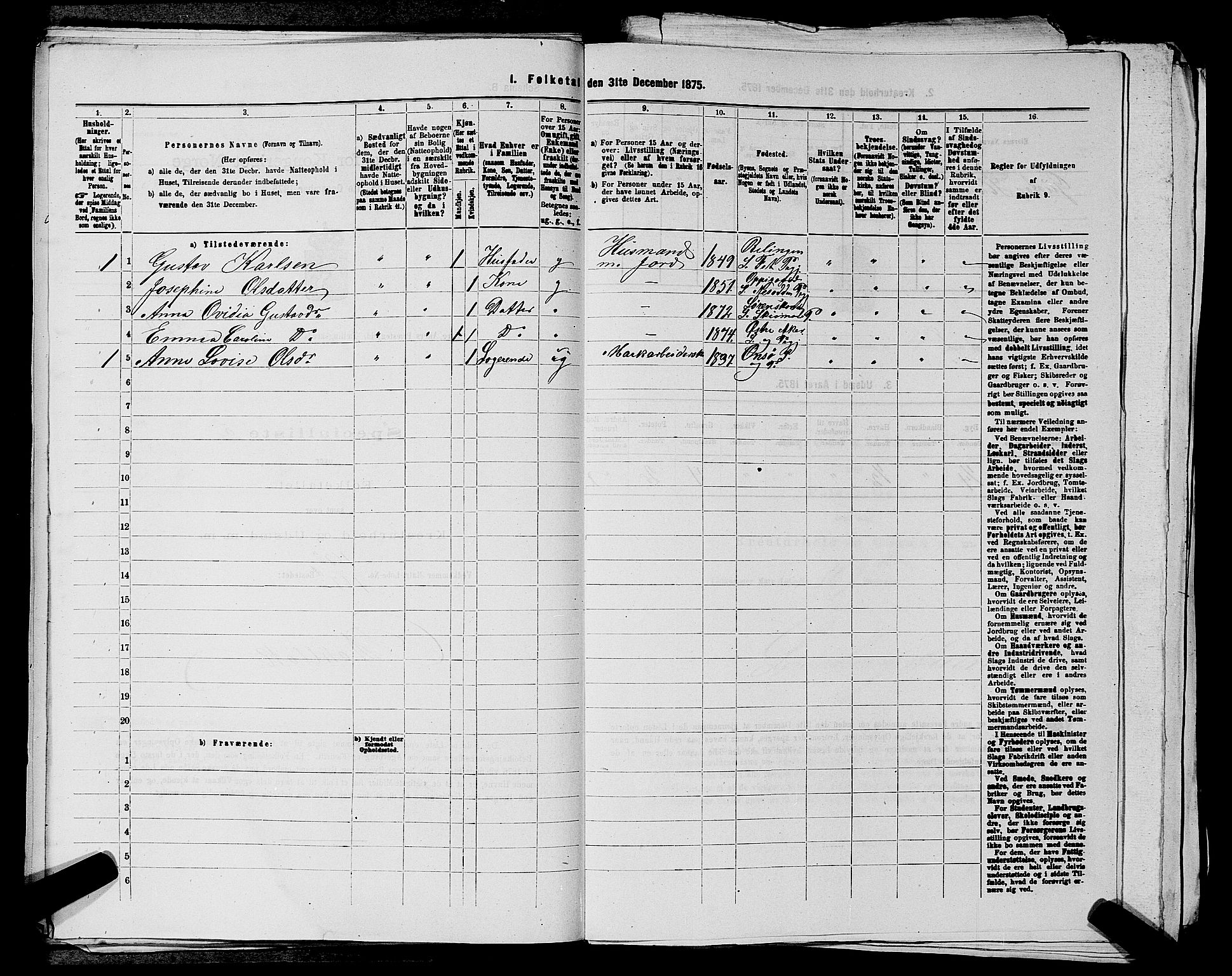 RA, Folketelling 1875 for 0218bP Østre Aker prestegjeld, 1875, s. 1316