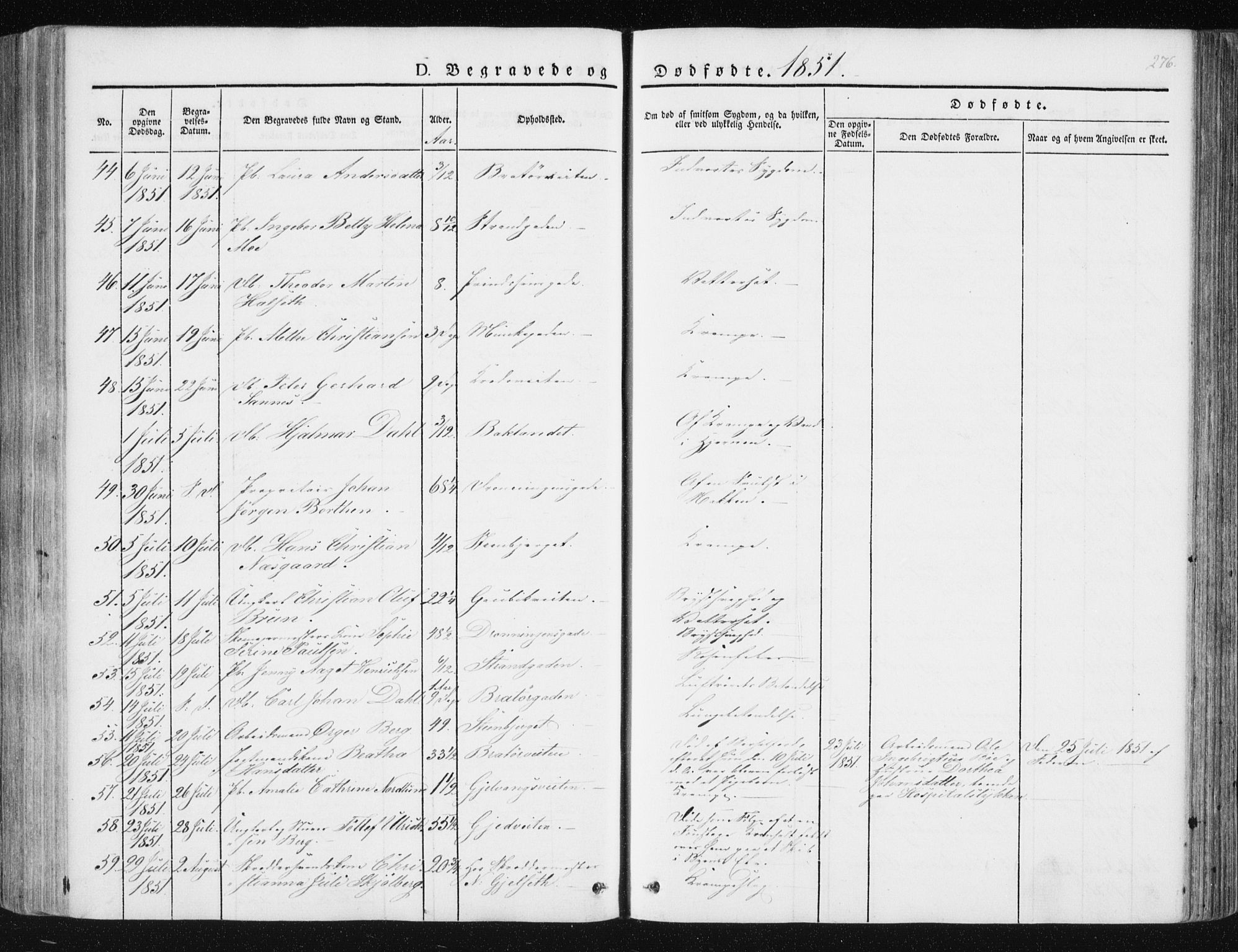 Ministerialprotokoller, klokkerbøker og fødselsregistre - Sør-Trøndelag, SAT/A-1456/602/L0110: Ministerialbok nr. 602A08, 1840-1854, s. 276