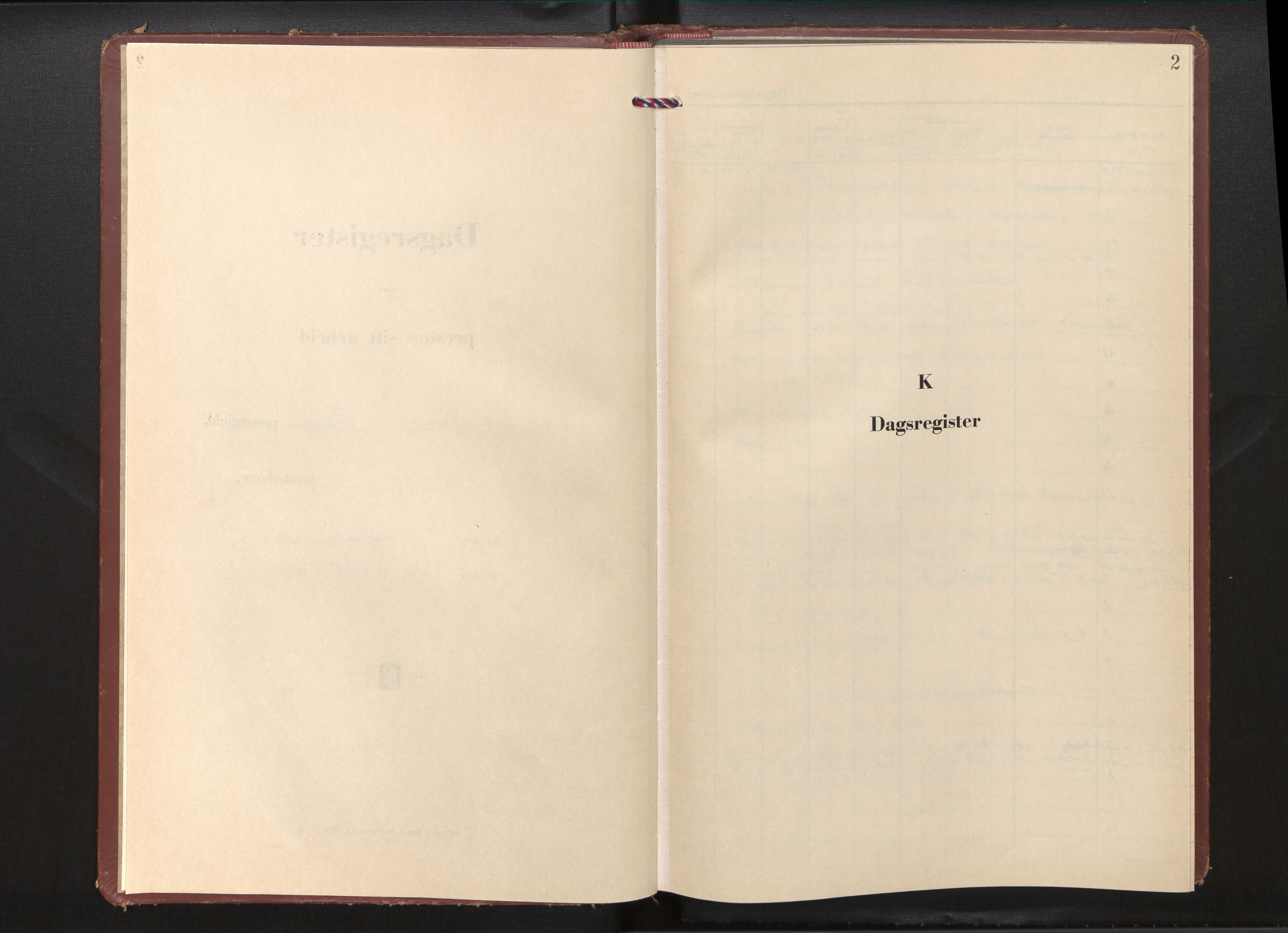 Gloppen sokneprestembete, AV/SAB-A-80101/H/Haa/Haaf/L0004: Dagsregister nr. F 4, 1956-1968, s. 1b-2a