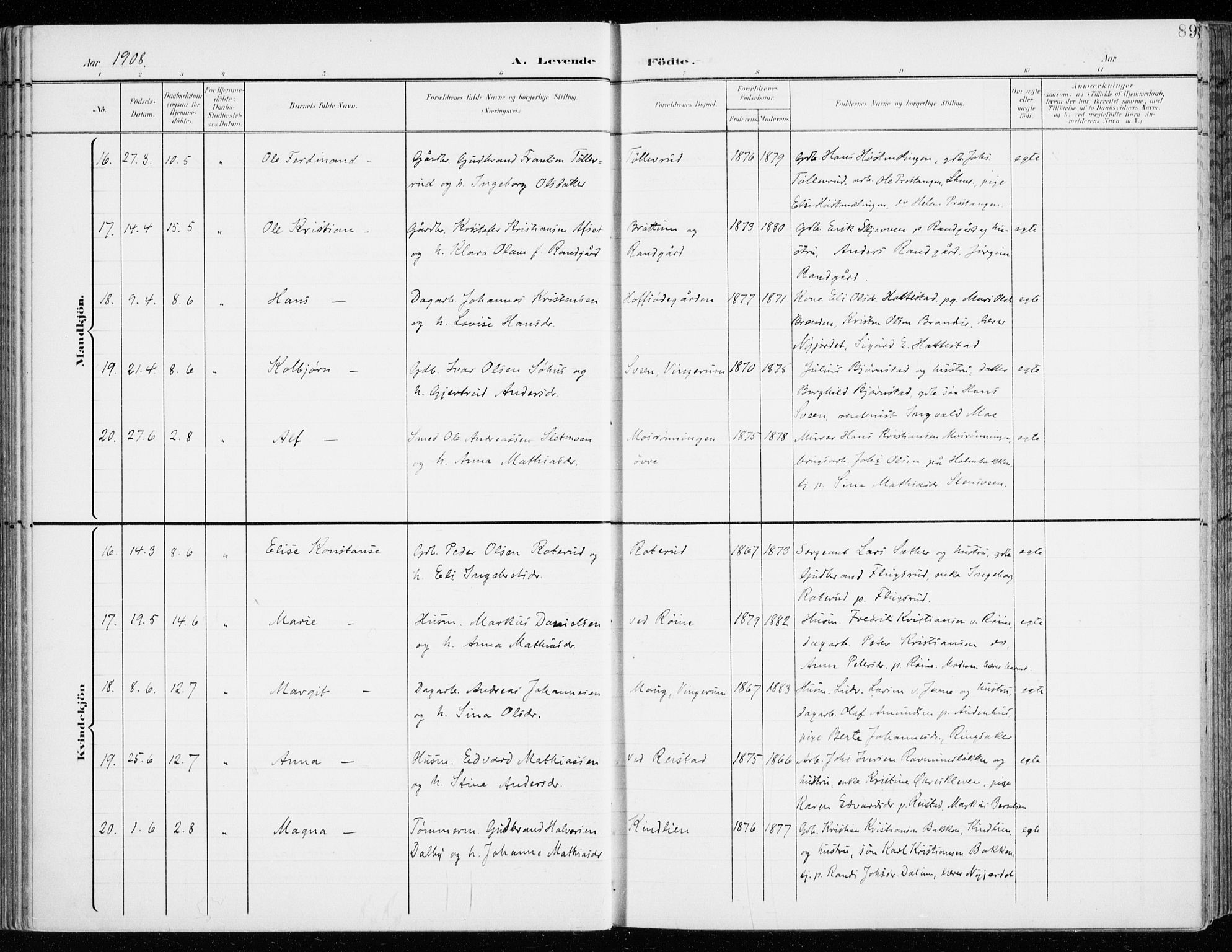 Fåberg prestekontor, AV/SAH-PREST-086/H/Ha/Haa/L0011: Ministerialbok nr. 11, 1899-1913, s. 89