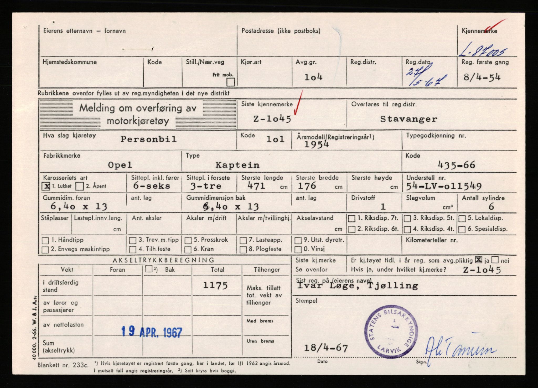 Stavanger trafikkstasjon, AV/SAST-A-101942/0/F/L0074: L-86500 - L-88799, 1930-1971, s. 435