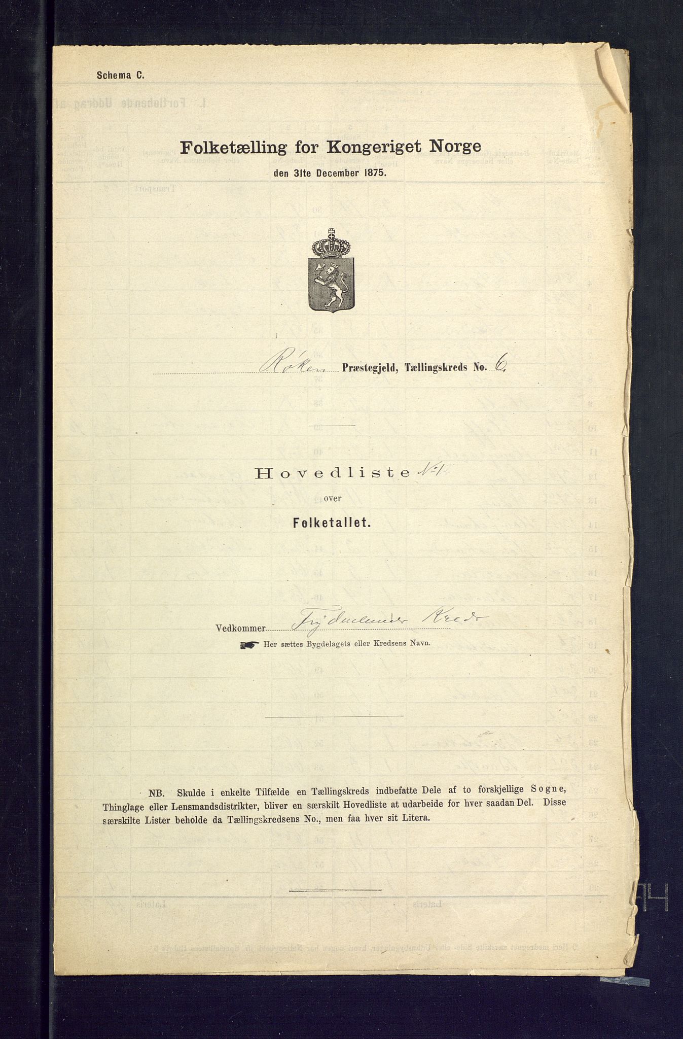 SAKO, Folketelling 1875 for 0627P Røyken prestegjeld, 1875, s. 19