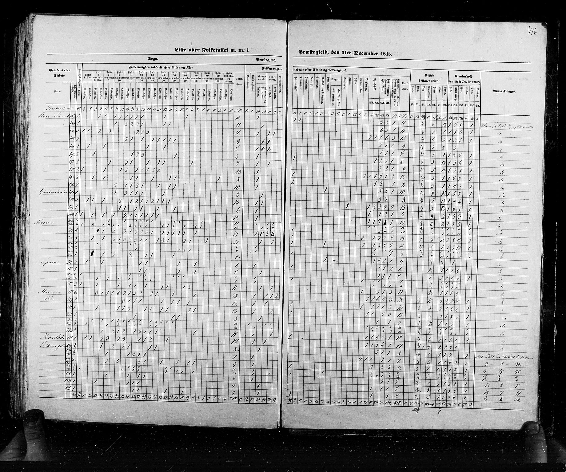 RA, Folketellingen 1845, bind 6: Lister og Mandal amt og Stavanger amt, 1845, s. 416