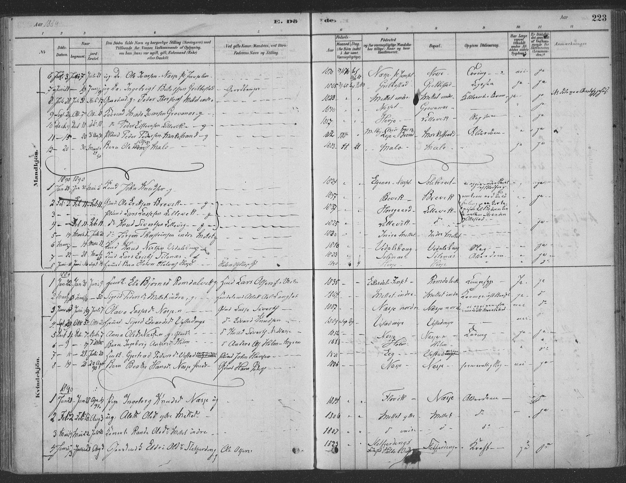 Ministerialprotokoller, klokkerbøker og fødselsregistre - Møre og Romsdal, SAT/A-1454/547/L0604: Ministerialbok nr. 547A06, 1878-1906, s. 223