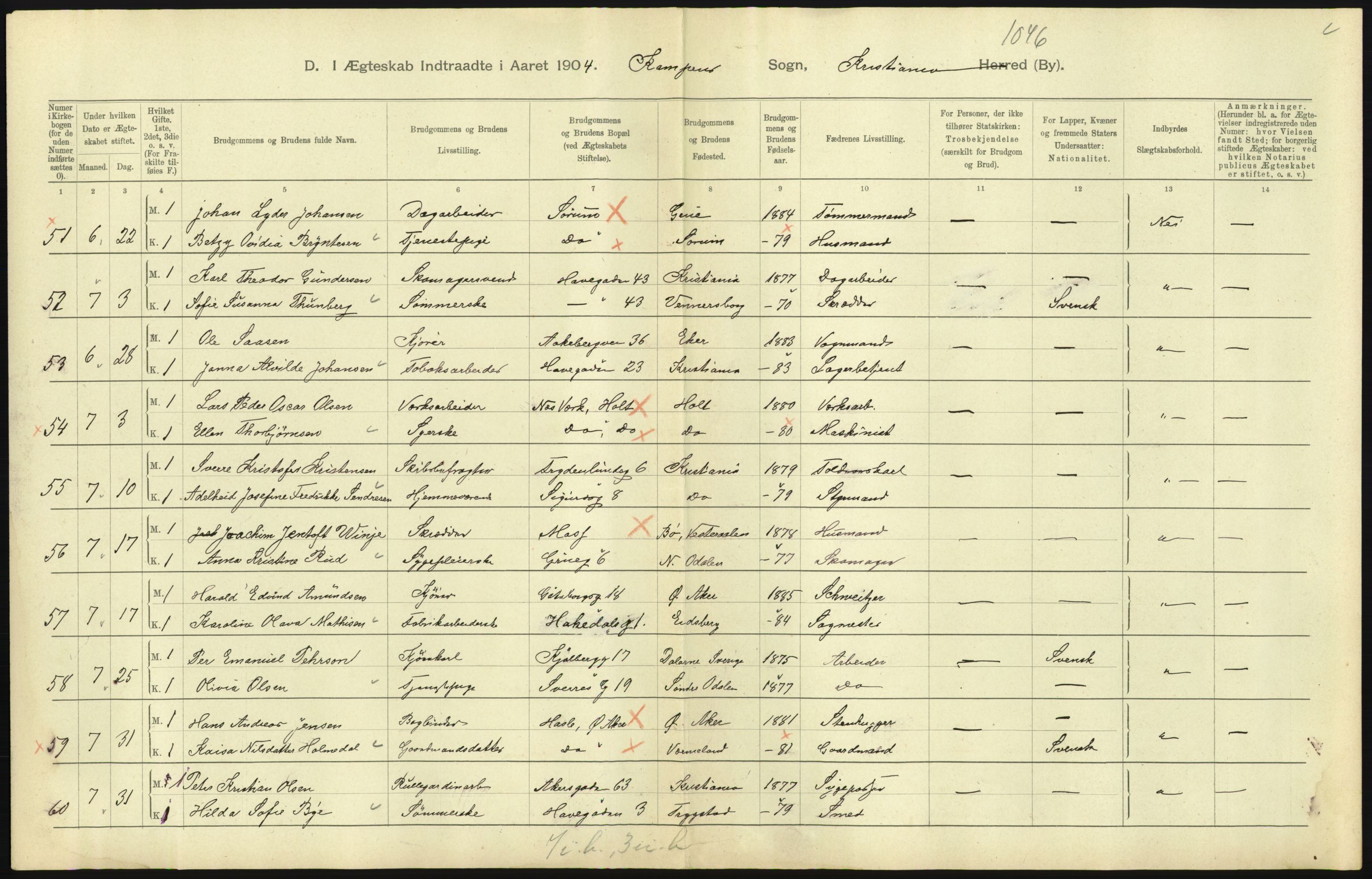 Statistisk sentralbyrå, Sosiodemografiske emner, Befolkning, AV/RA-S-2228/D/Df/Dfa/Dfab/L0004: Kristiania: Gifte, døde, 1904, s. 19