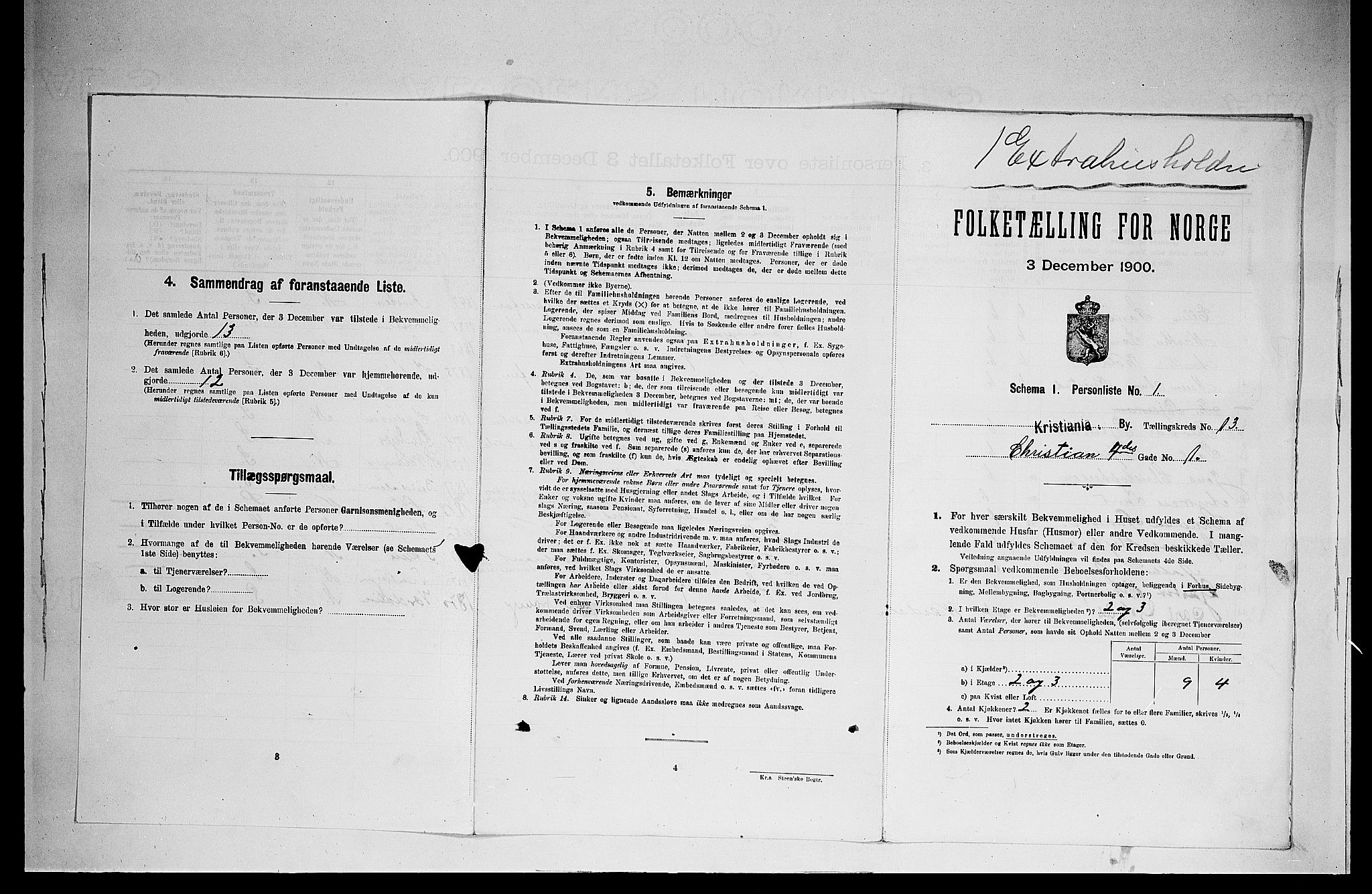 SAO, Folketelling 1900 for 0301 Kristiania kjøpstad, 1900, s. 11740