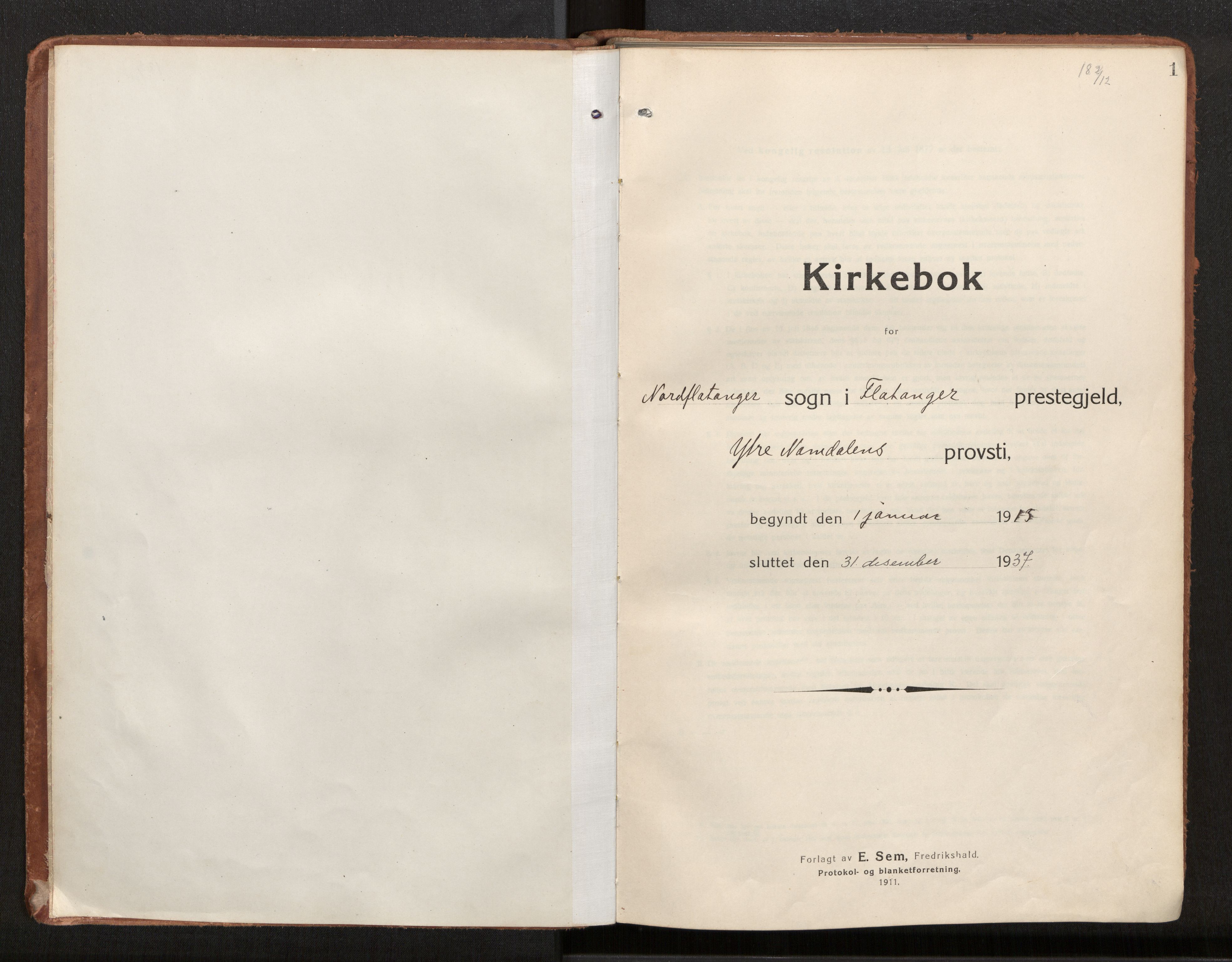Ministerialprotokoller, klokkerbøker og fødselsregistre - Nord-Trøndelag, SAT/A-1458/772/L0604: Ministerialbok nr. 772A02, 1913-1937, s. 1