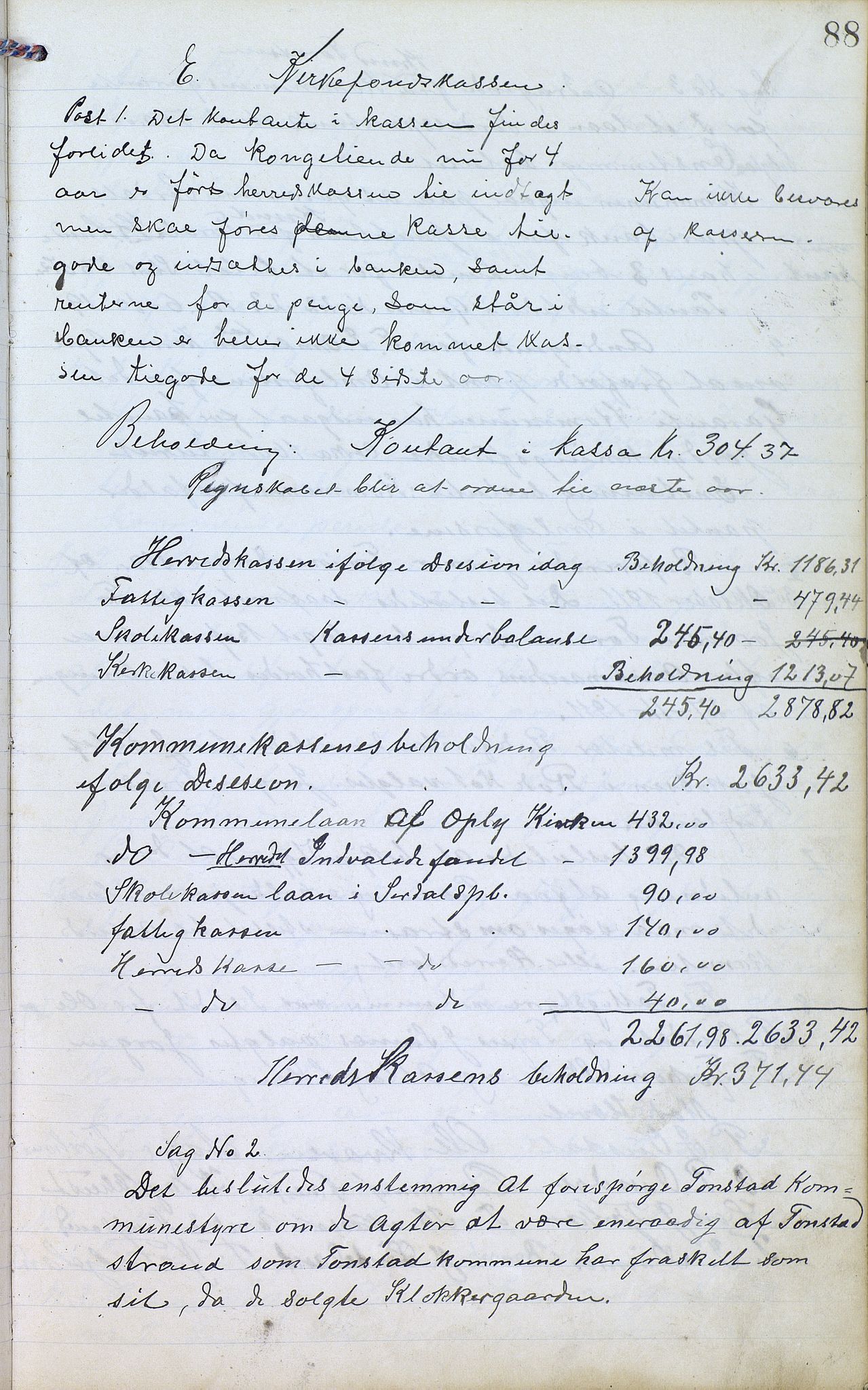 Øvre Sirdal kommune - Formannskapet/Kommunestyret, ARKSOR/1046ØS120/A/L0001: Møtebok (d), 1905-1917, s. 88