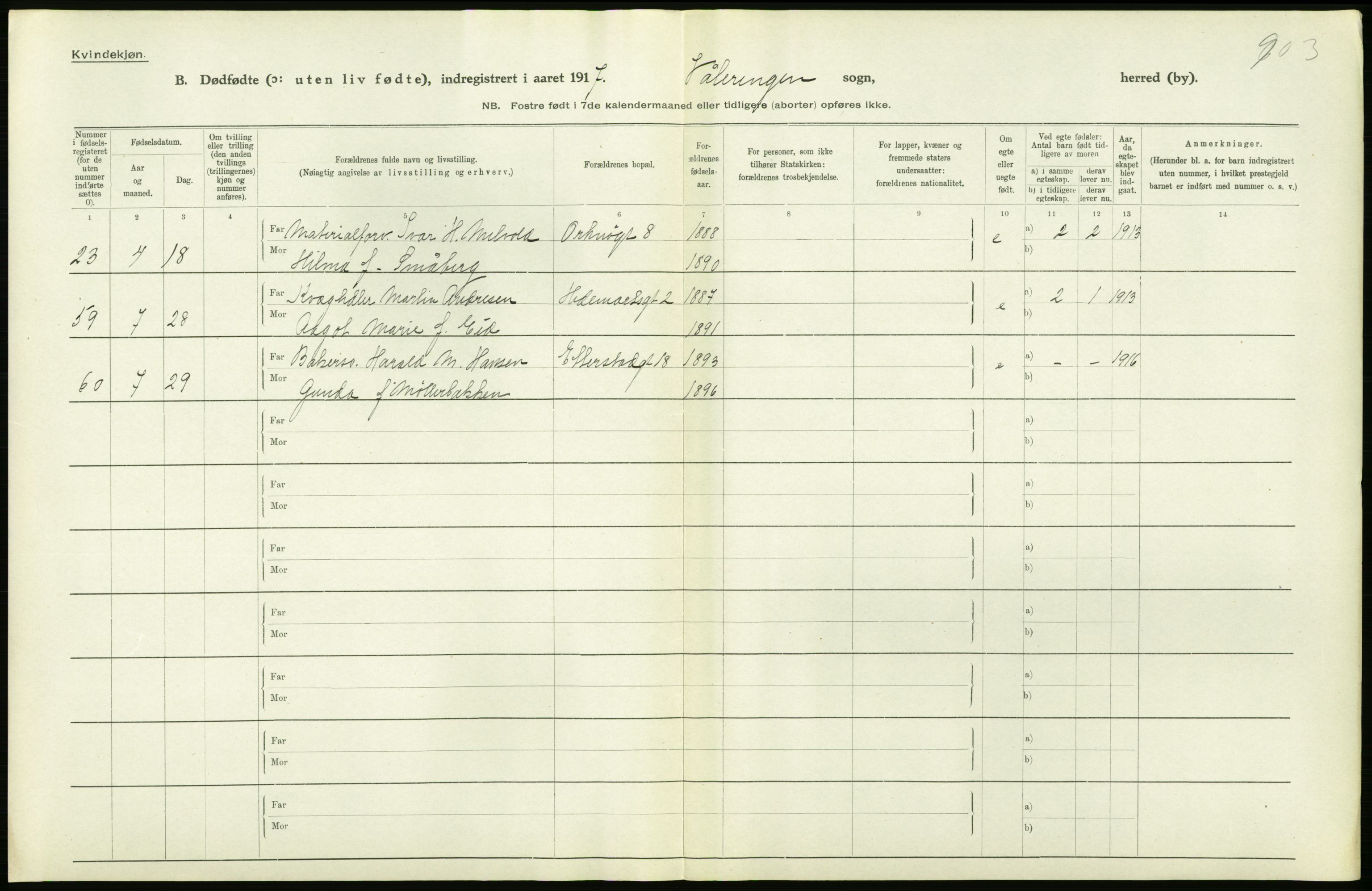 Statistisk sentralbyrå, Sosiodemografiske emner, Befolkning, AV/RA-S-2228/D/Df/Dfb/Dfbg/L0011: Kristiania: Døde, dødfødte., 1917, s. 644