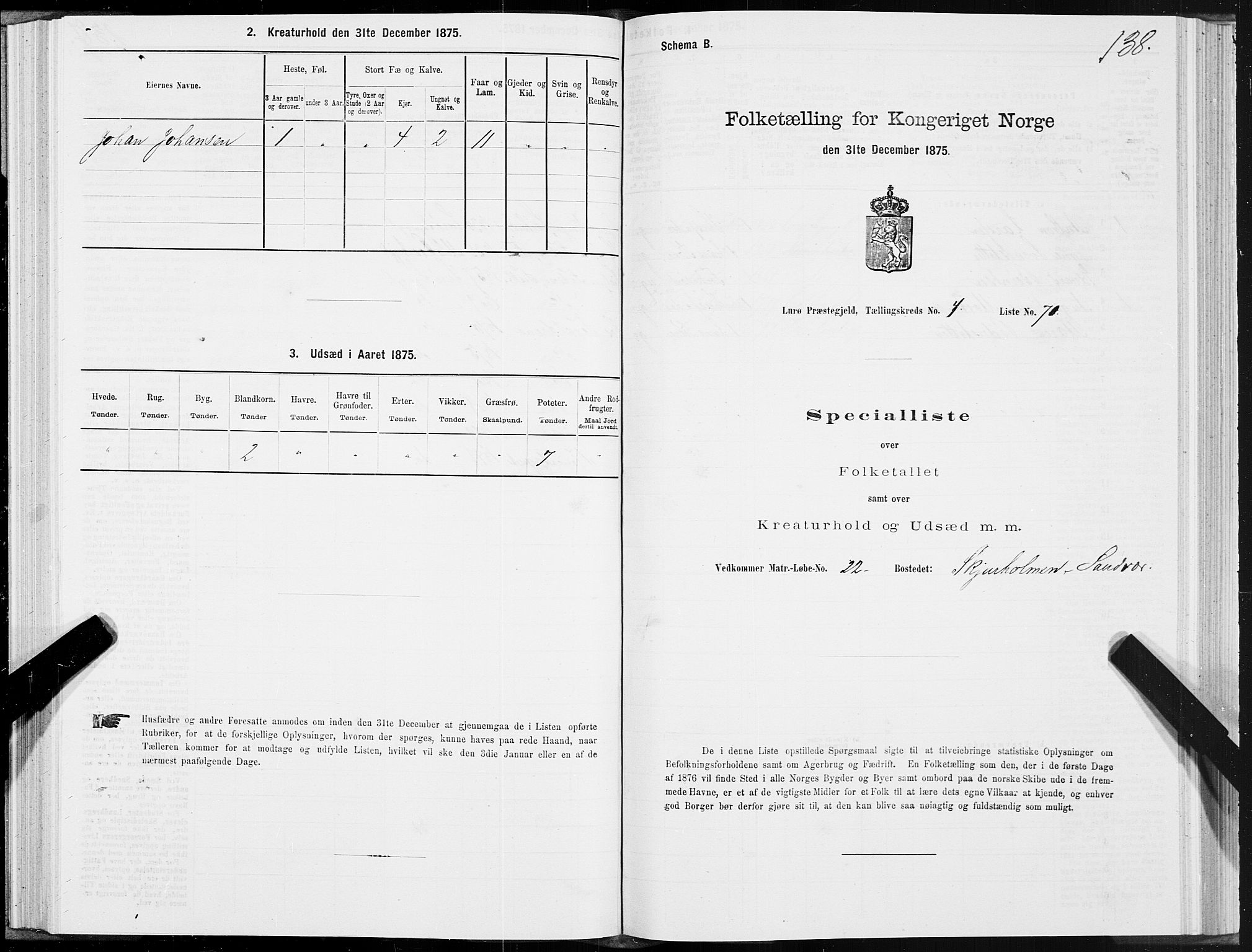 SAT, Folketelling 1875 for 1834P Lurøy prestegjeld, 1875, s. 3138