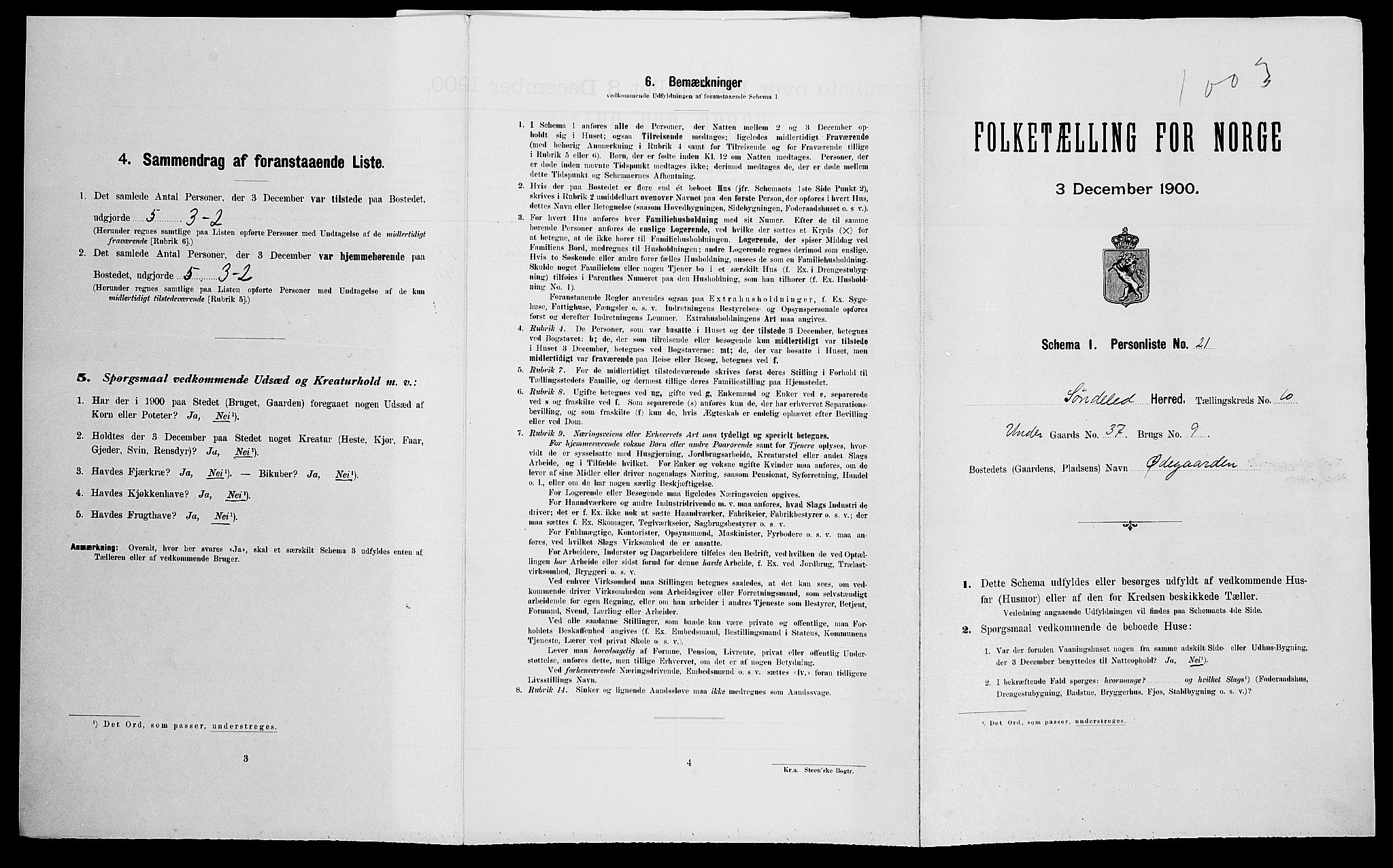SAK, Folketelling 1900 for 0913 Søndeled herred, 1900, s. 954
