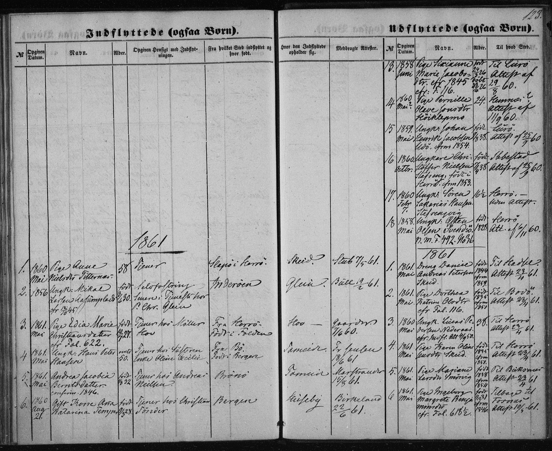 Ministerialprotokoller, klokkerbøker og fødselsregistre - Nordland, SAT/A-1459/835/L0523: Ministerialbok nr. 835A01, 1855-1865, s. 123