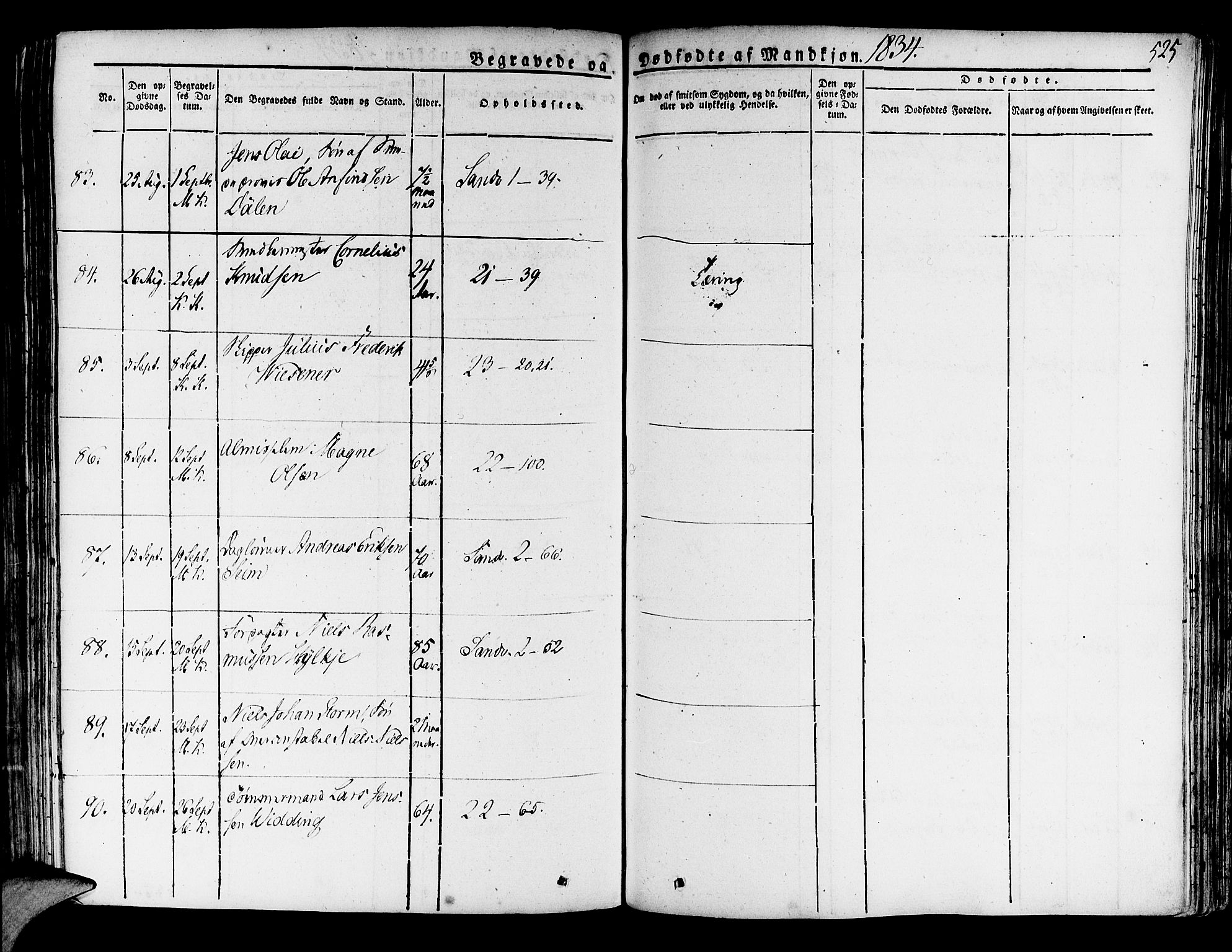 Korskirken sokneprestembete, AV/SAB-A-76101/H/Haa/L0014: Ministerialbok nr. A 14, 1823-1835, s. 525