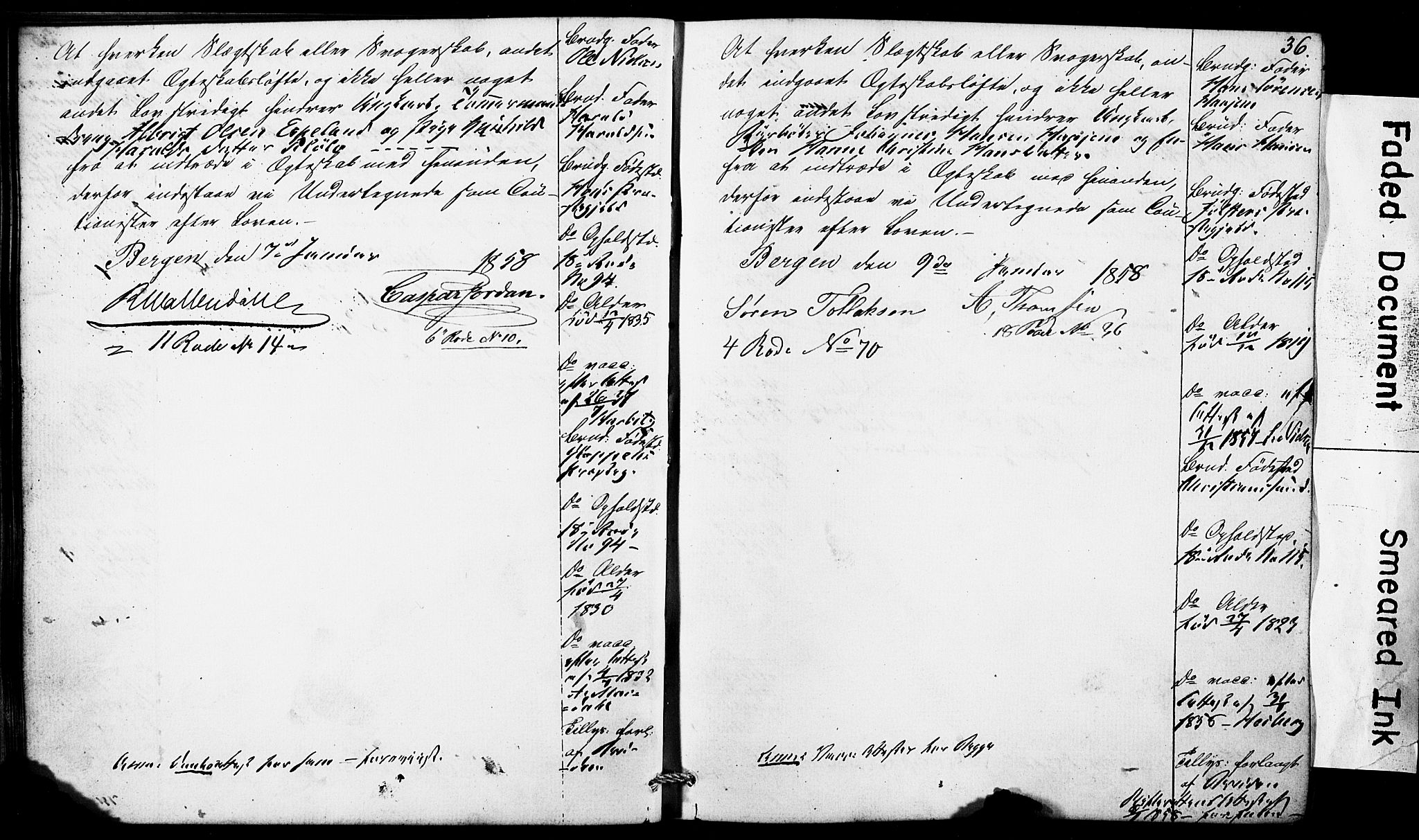 Domkirken sokneprestembete, SAB/A-74801: Forlovererklæringer nr. II.5.5, 1857-1863, s. 36