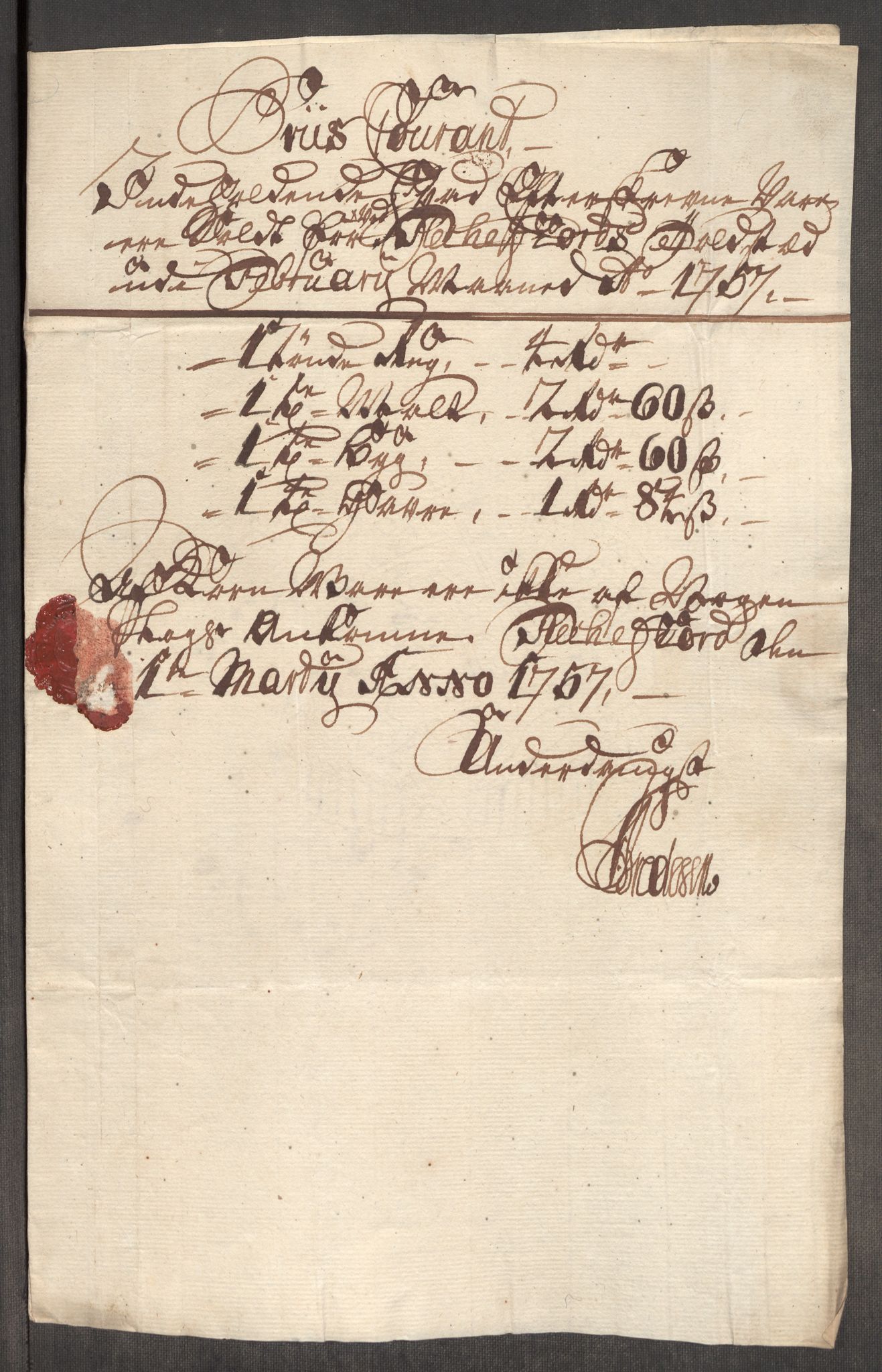 Rentekammeret inntil 1814, Realistisk ordnet avdeling, AV/RA-EA-4070/Oe/L0005: [Ø1]: Priskuranter, 1753-1757, s. 940