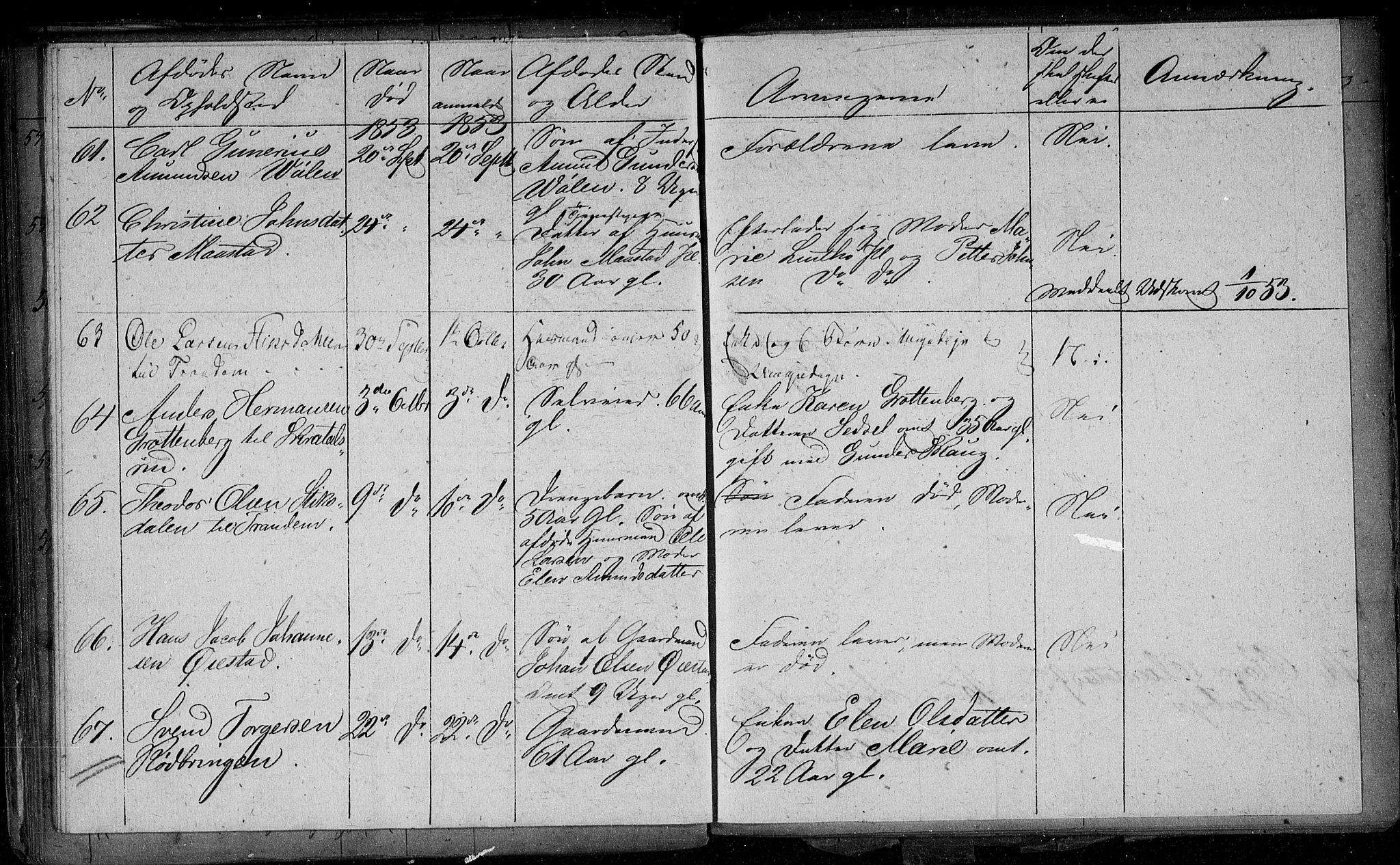 Trøgstad lensmannskontor, SAO/A-10213b/H/Ha/L0001: Dødsanmeldelsesprotokoll, 1844-1855