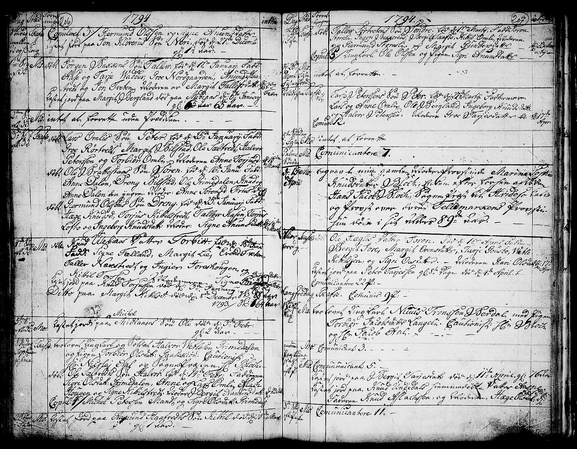 Mo kirkebøker, AV/SAKO-A-286/F/Fa/L0002: Ministerialbok nr. I 2, 1766-1799, s. 206-207