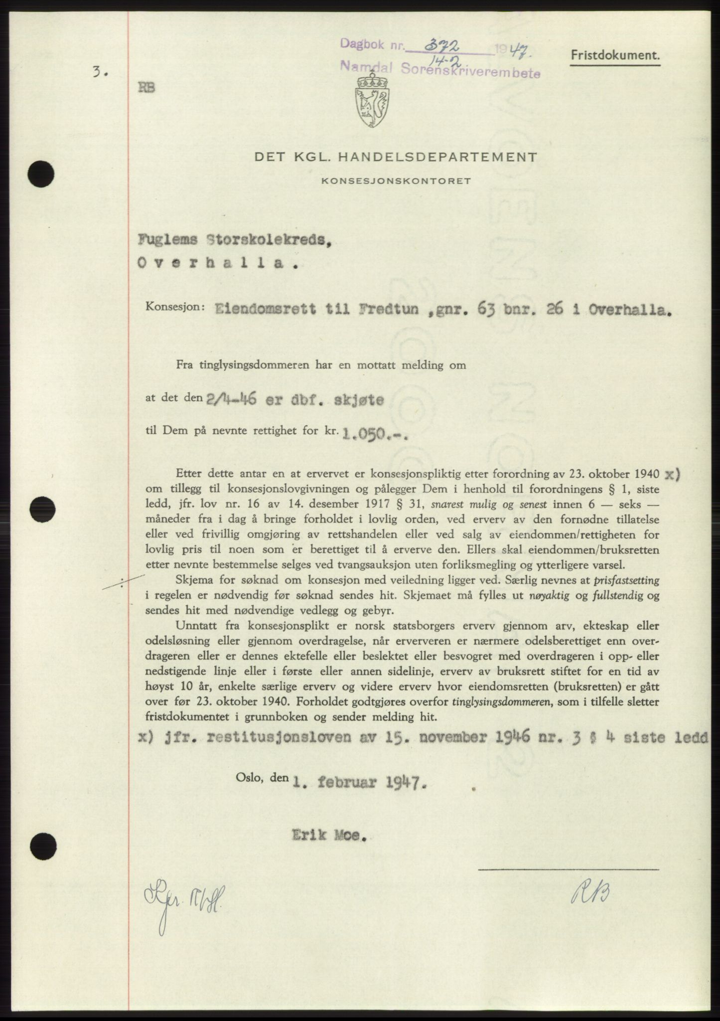 Namdal sorenskriveri, SAT/A-4133/1/2/2C: Pantebok nr. -, 1946-1947, Dagboknr: 372/1947