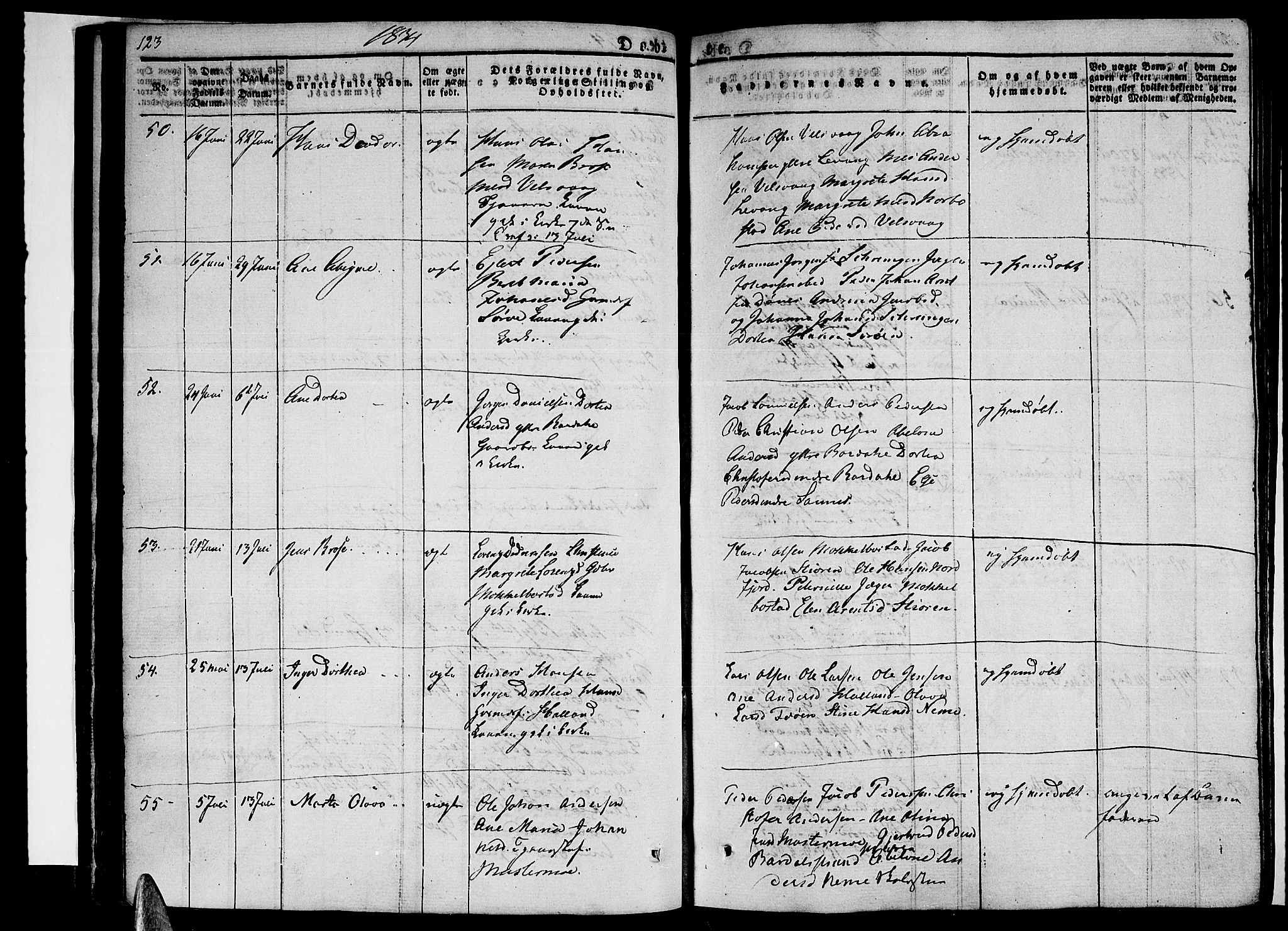 Ministerialprotokoller, klokkerbøker og fødselsregistre - Nordland, AV/SAT-A-1459/838/L0548: Ministerialbok nr. 838A06, 1829-1839, s. 123-124