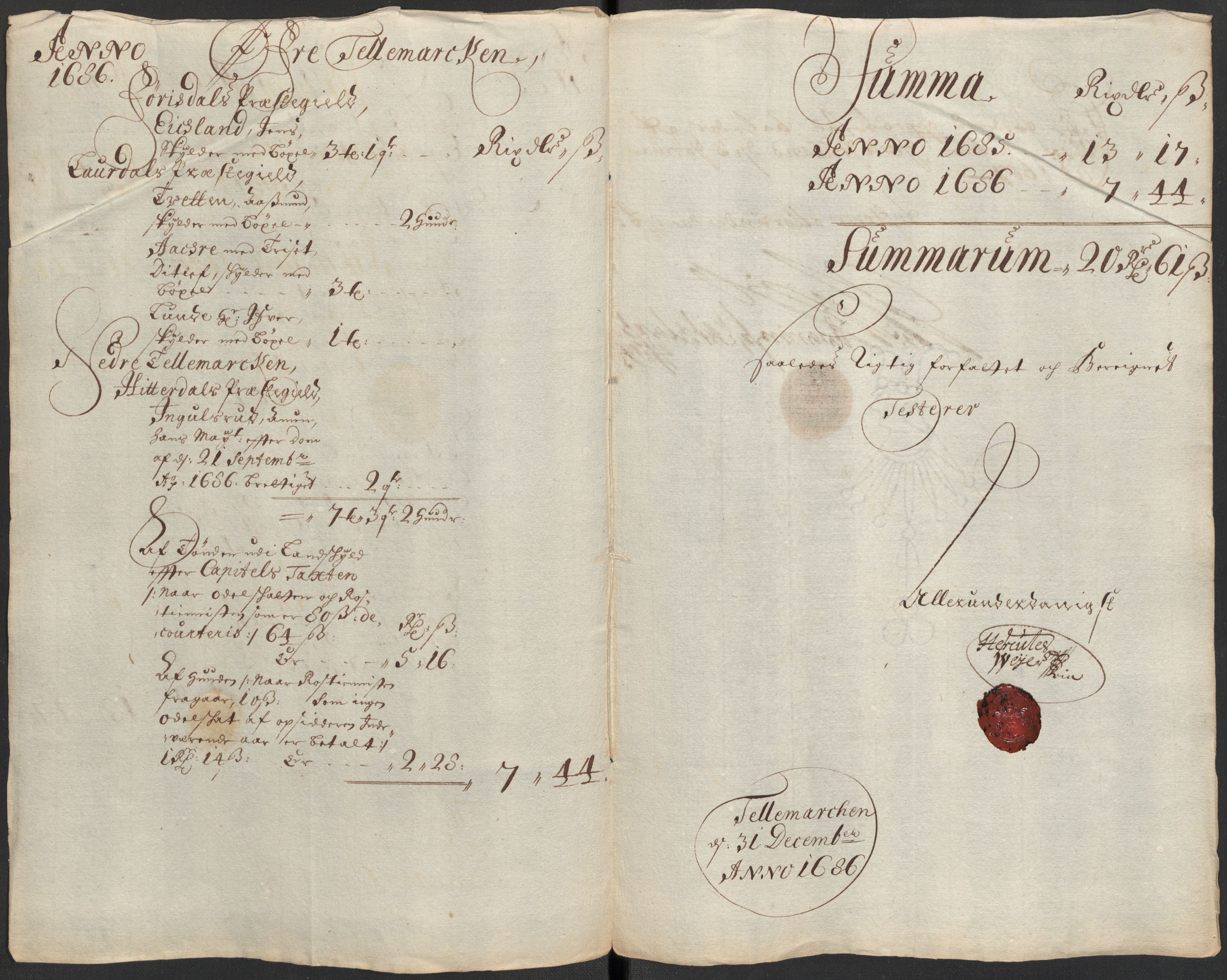 Rentekammeret inntil 1814, Reviderte regnskaper, Fogderegnskap, RA/EA-4092/R35/L2083: Fogderegnskap Øvre og Nedre Telemark, 1686, s. 20
