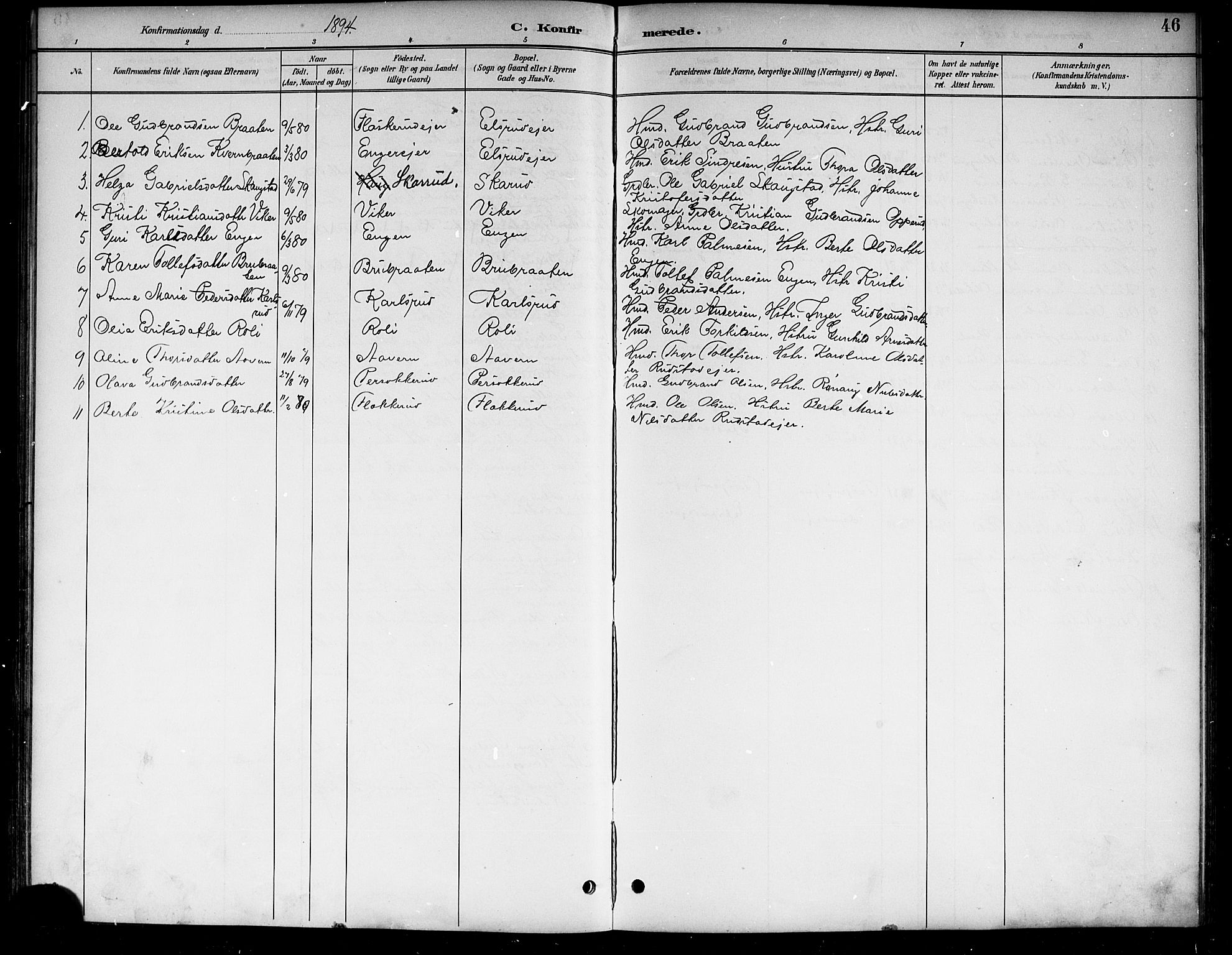 Ådal kirkebøker, AV/SAKO-A-248/G/Ga/L0004: Klokkerbok nr.  I 4, 1891-1920, s. 46