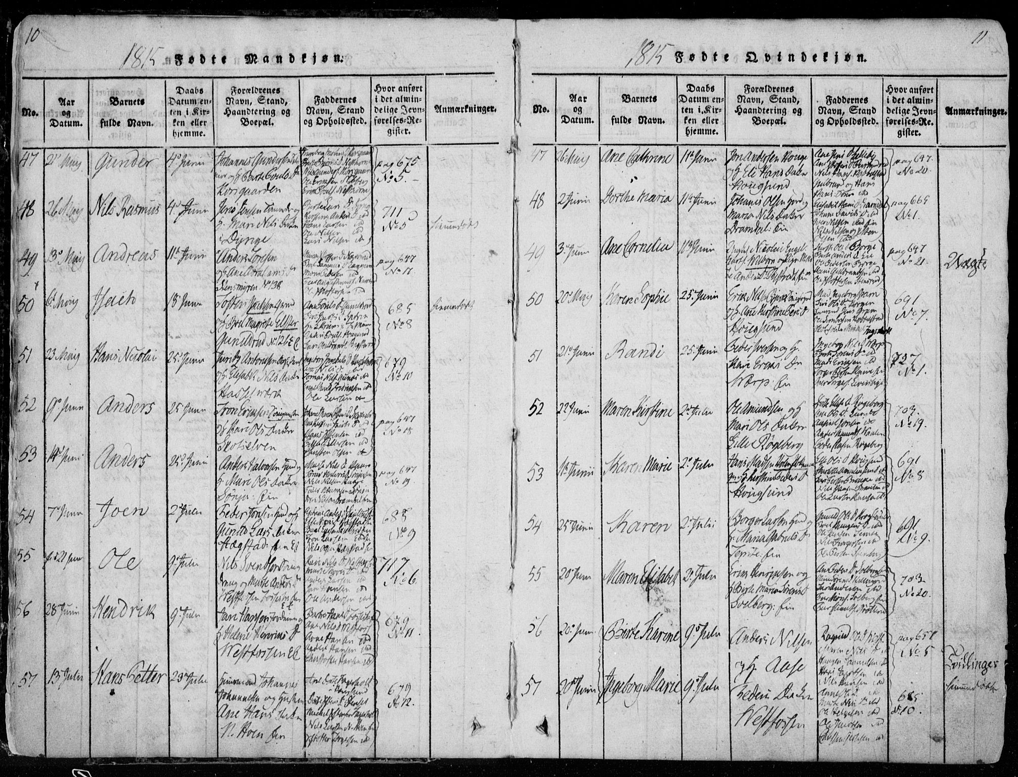 Eiker kirkebøker, AV/SAKO-A-4/F/Fa/L0011: Ministerialbok nr. I 11, 1814-1827, s. 10-11