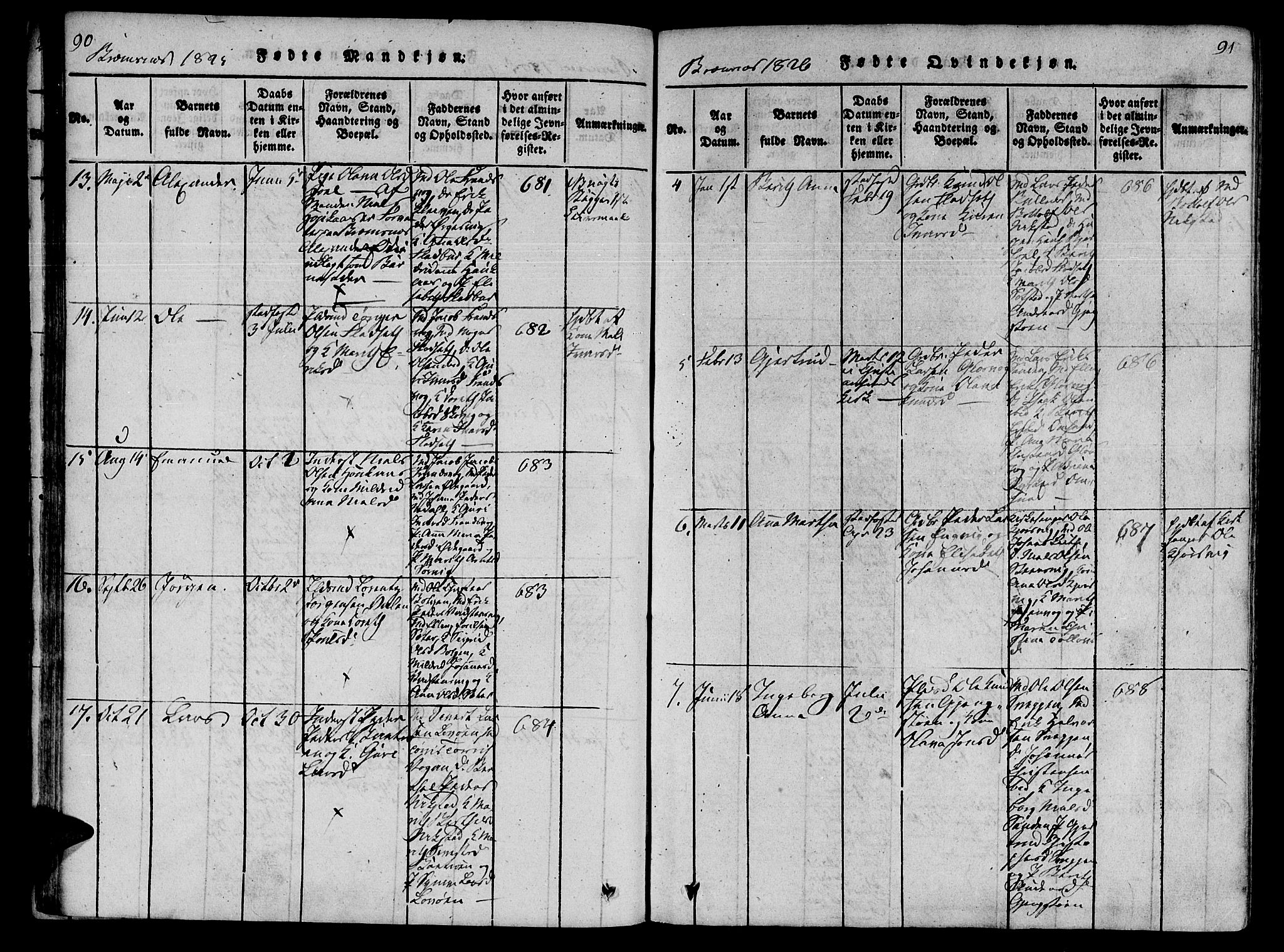 Ministerialprotokoller, klokkerbøker og fødselsregistre - Møre og Romsdal, AV/SAT-A-1454/568/L0800: Ministerialbok nr. 568A09 /2, 1820-1830, s. 90-91