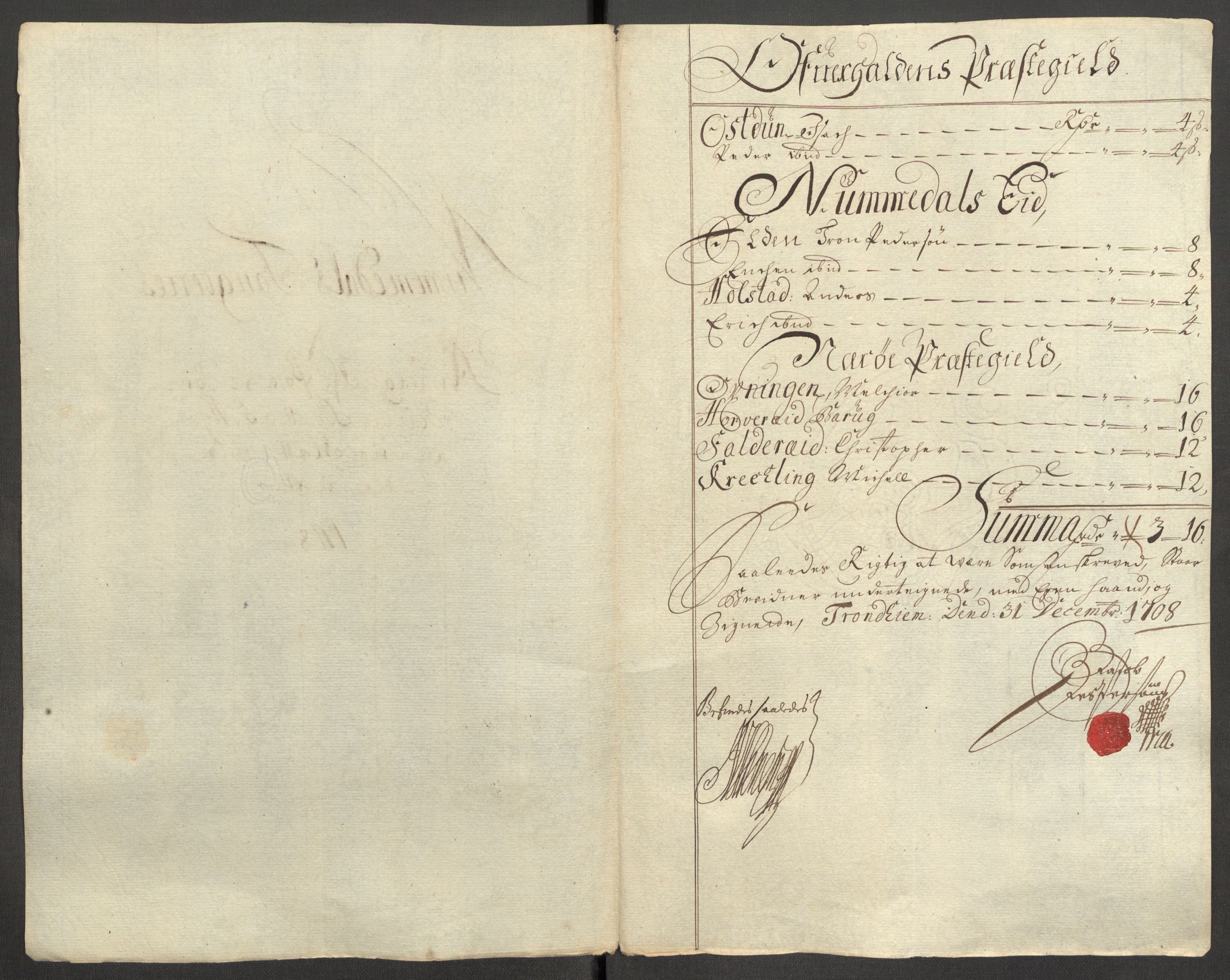 Rentekammeret inntil 1814, Reviderte regnskaper, Fogderegnskap, RA/EA-4092/R64/L4430: Fogderegnskap Namdal, 1707-1708, s. 339