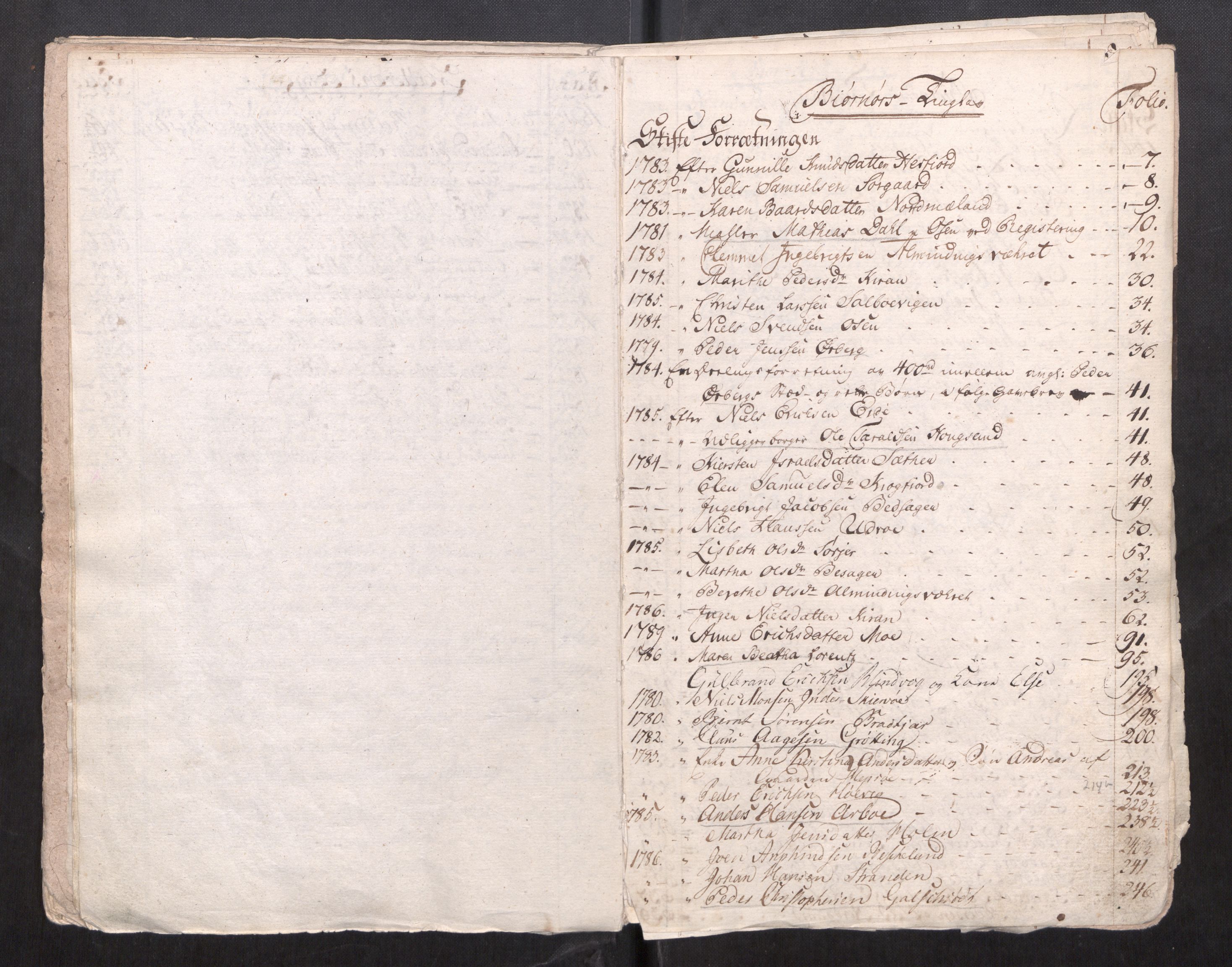 Fosen sorenskriveri, AV/SAT-A-1107/1/3/3A/L0037: To gamle registre til skifteprotokoller, 1751-1823