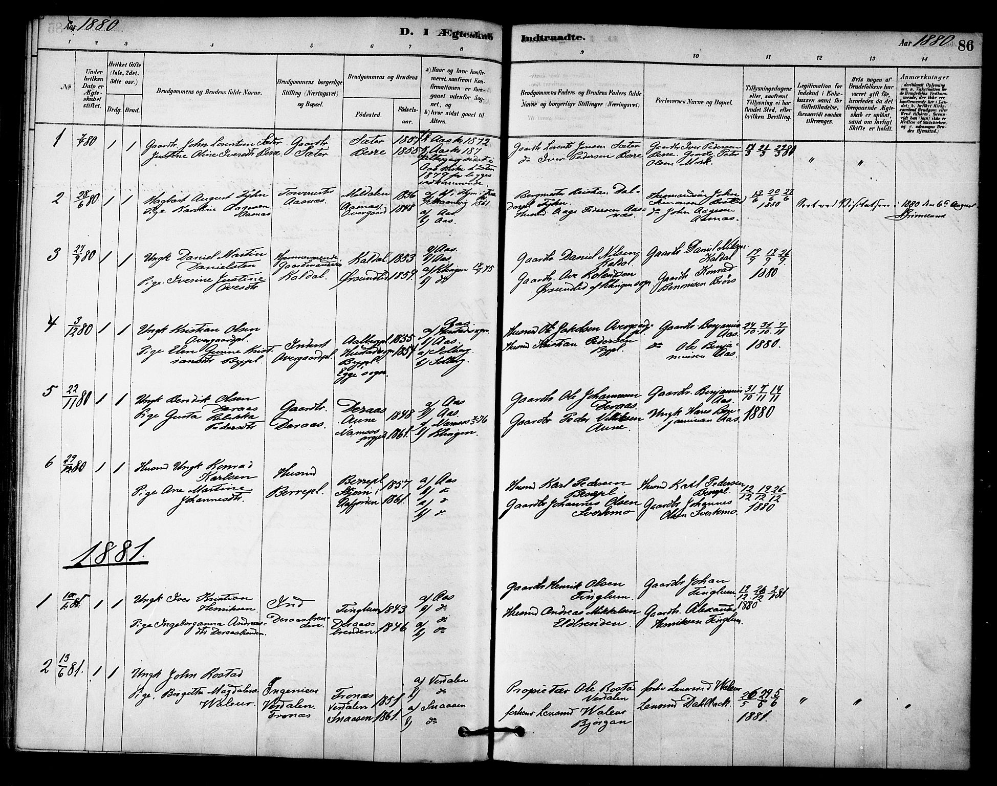 Ministerialprotokoller, klokkerbøker og fødselsregistre - Nord-Trøndelag, SAT/A-1458/742/L0408: Ministerialbok nr. 742A01, 1878-1890, s. 86
