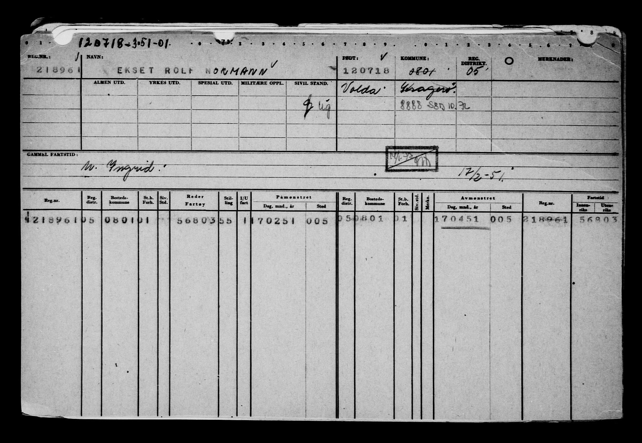 Direktoratet for sjømenn, AV/RA-S-3545/G/Gb/L0160: Hovedkort, 1918, s. 260