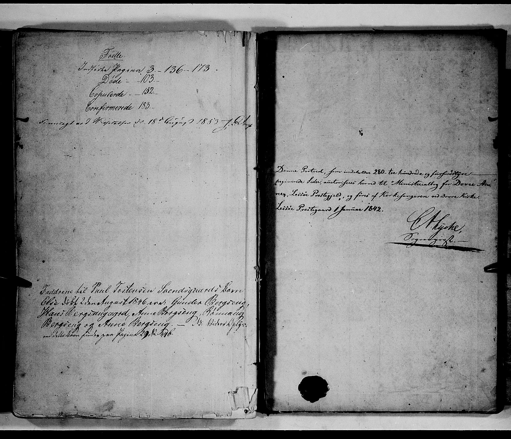 Lesja prestekontor, AV/SAH-PREST-068/H/Ha/Hab/L0003: Klokkerbok nr. 3, 1842-1862